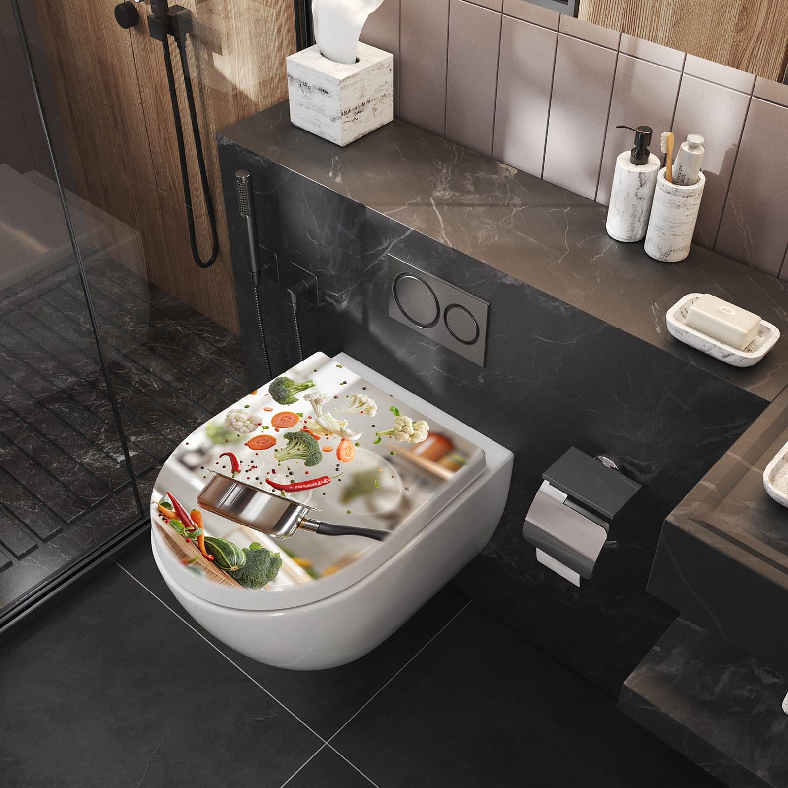 WC-Sitz mit Absenkautomatik Kochen Mit Gemüse