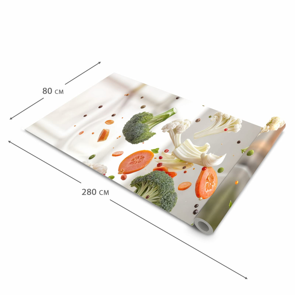Komfortabler Küchenläufer mit Motiv Kochen Mit Gemüse in der Grösse 60x180 cm