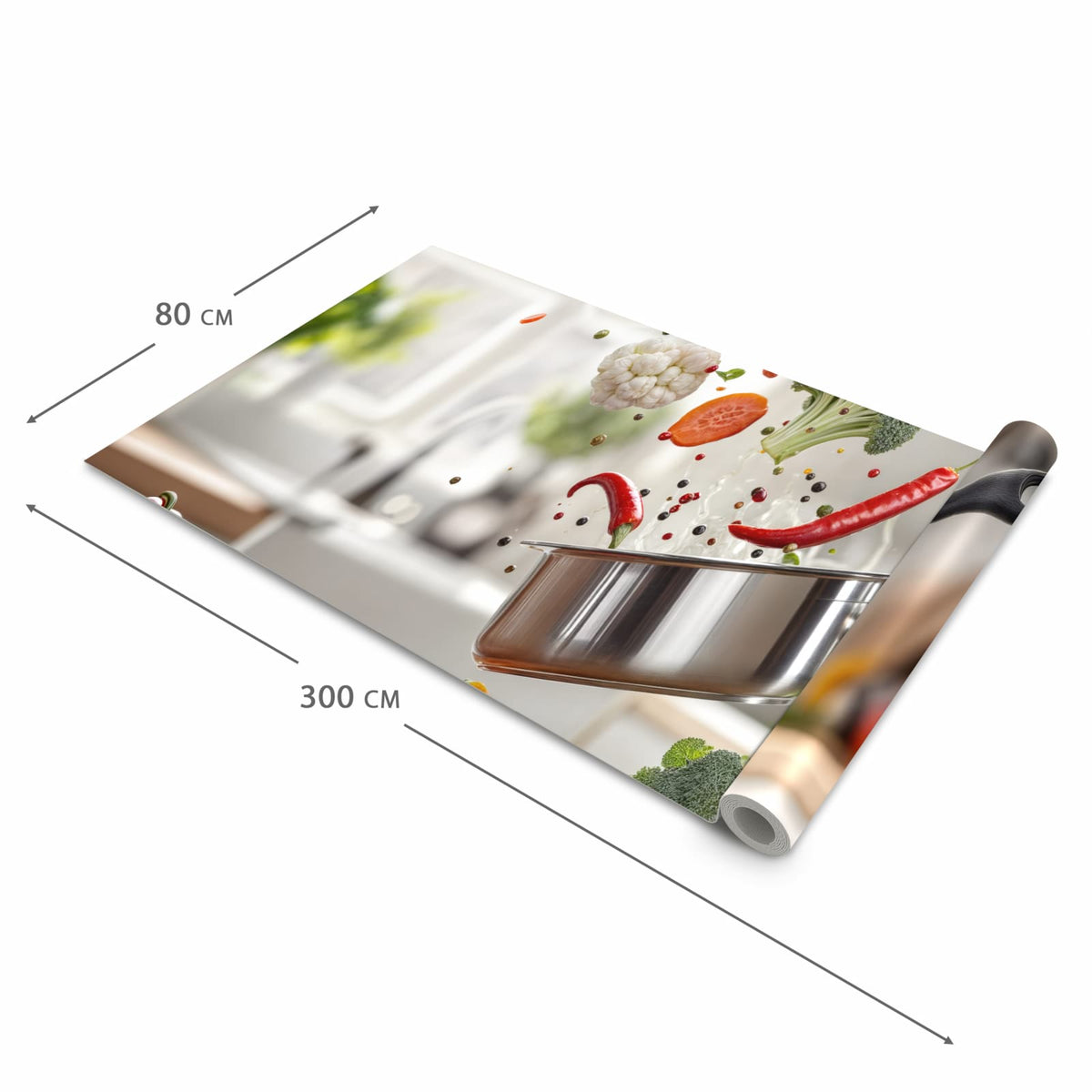 Rutschhemmender waschbarer Küchenläufer mit Motiv Kochen Mit Gemüse in der Größe 60x180 cm