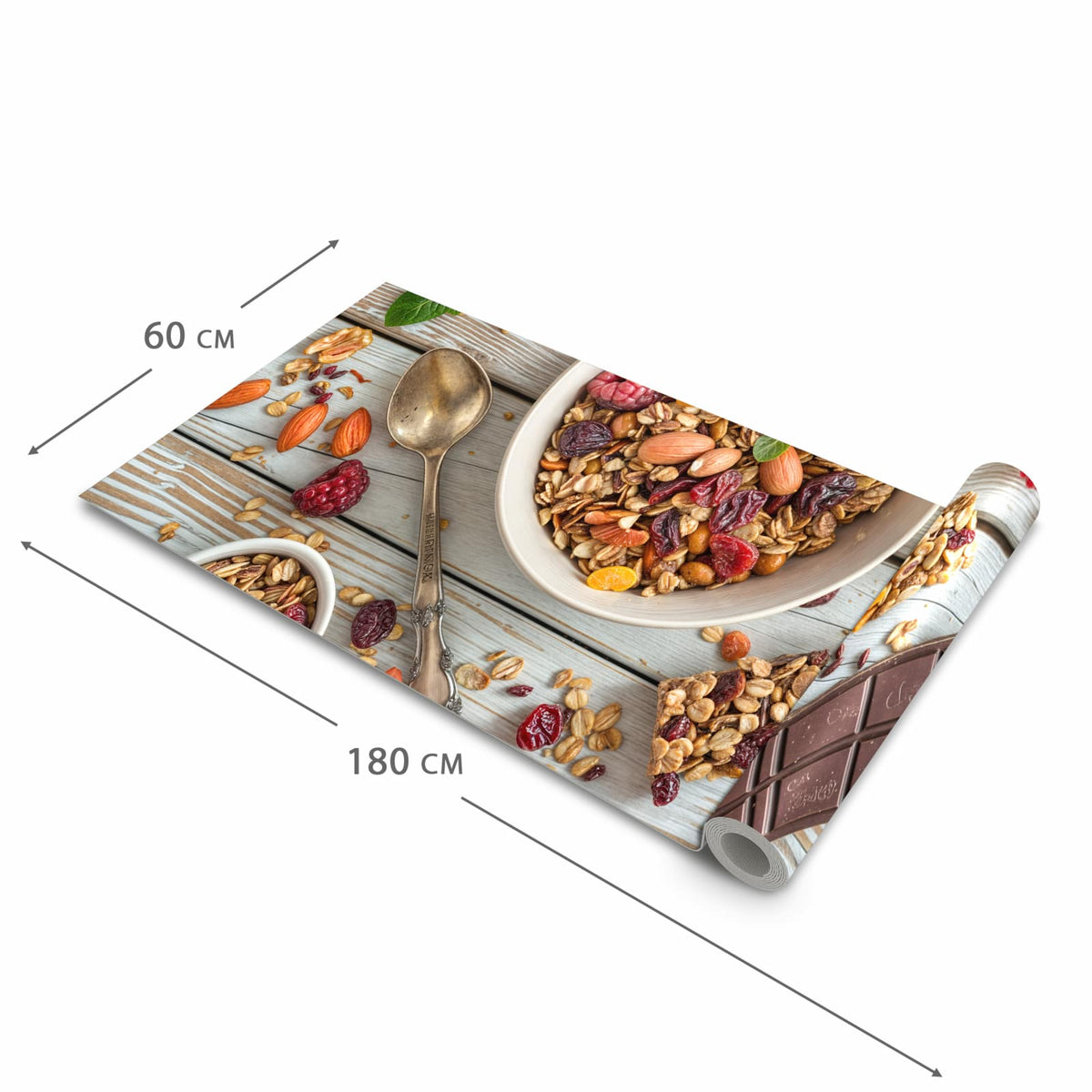 Rutschfester Läufer für Flur mit Motiv Frühstück Deluxe in der Grösse 60x150 cm