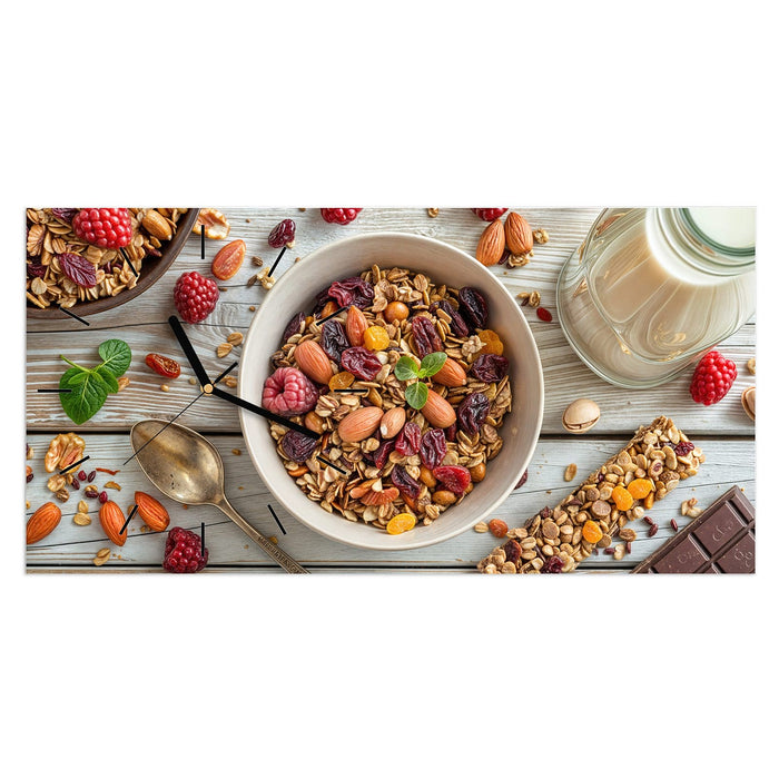 Wanduhr Luxuriöses Frühstück aus Glas – Querformat 60 × 30 cm mit Ziffernblatt Linie