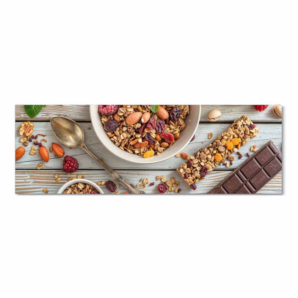 Pflegeleichter Küchenläufer mit Motiv Frühstück Deluxe in Frontansicht