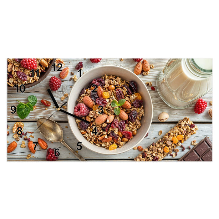 Wanduhr Luxuriöses Frühstück aus Glas – Querformat 60 × 30 cm mit Ziffernblatt Modern