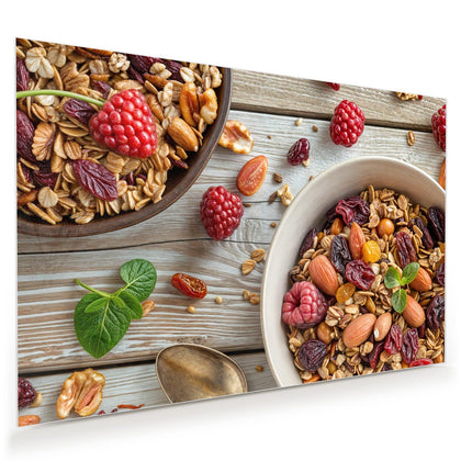 Wandbild mit dem Motiv Müsli mit Nüssen