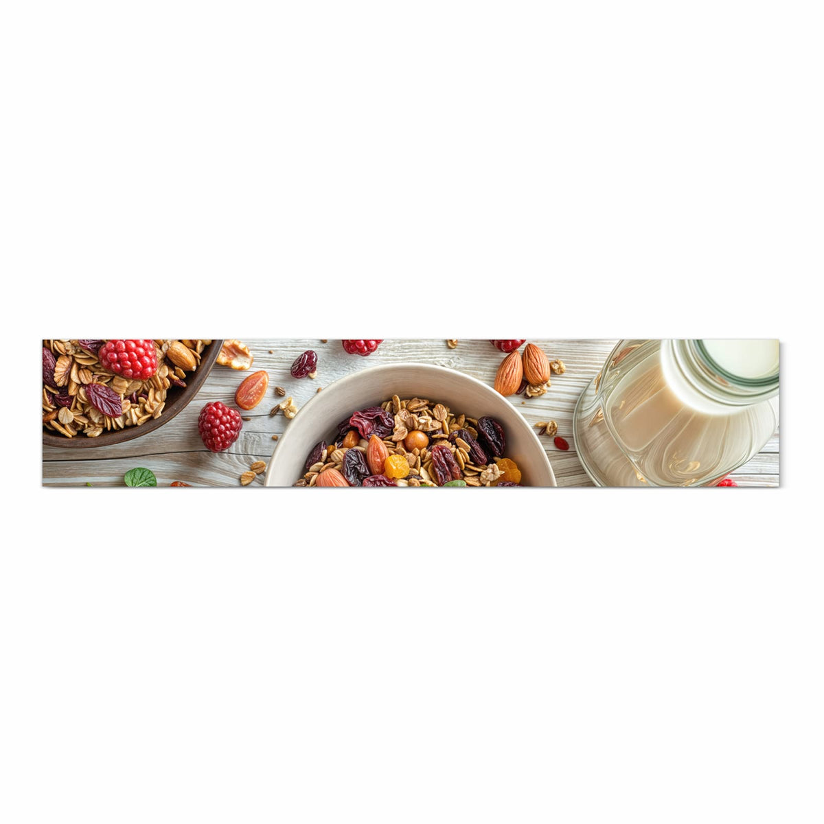 Strapazierfähiger waschbarer Küchenläufer mit Motiv Frühstück Deluxe in Frontansicht
