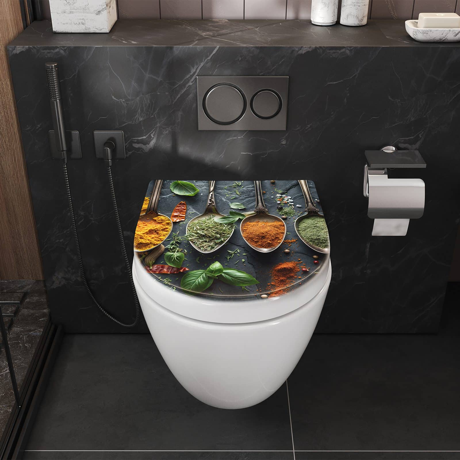 WC-Sitz mit Absenkautomatik Kräuter Gewürze