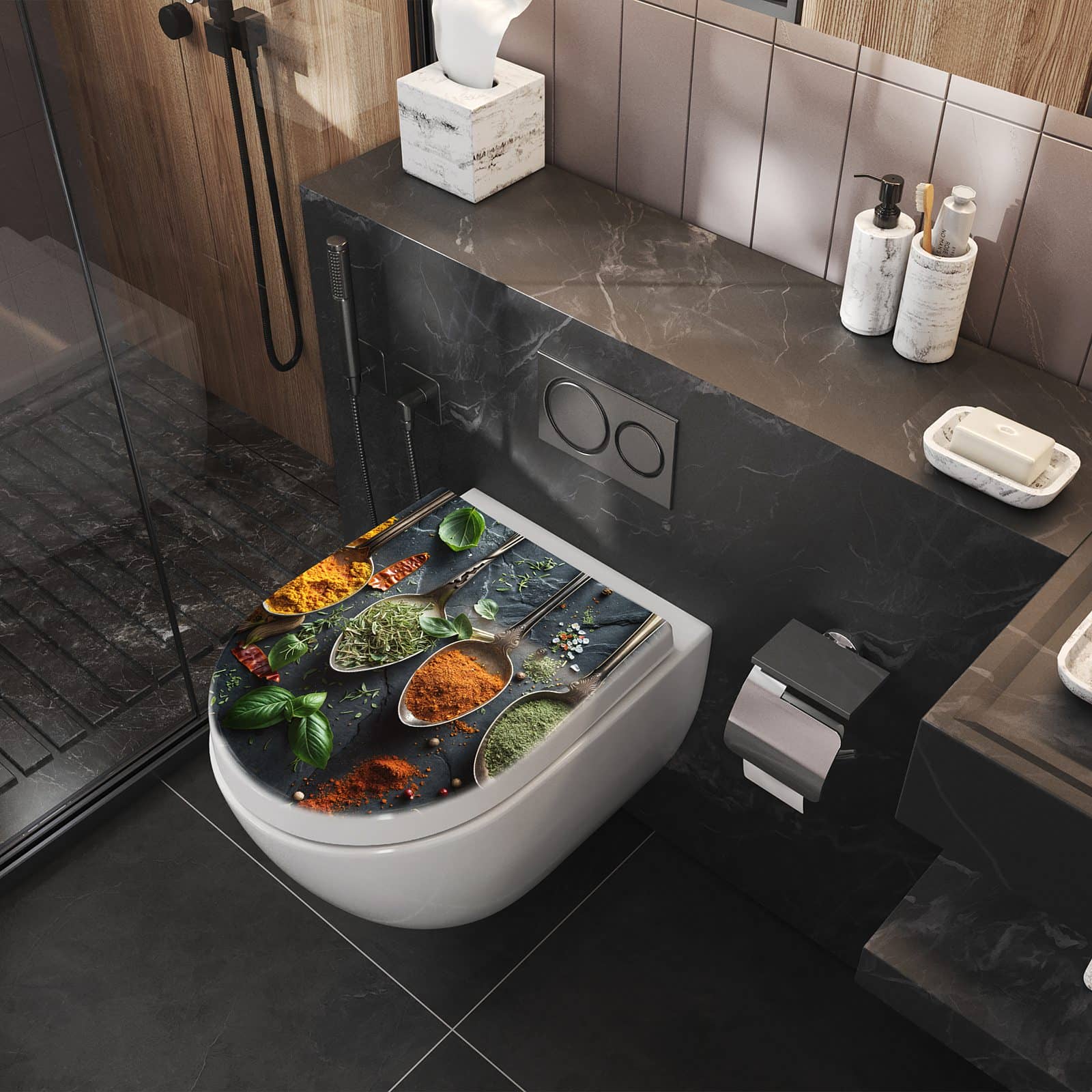 WC-Sitz mit Absenkautomatik Kräuter Gewürze