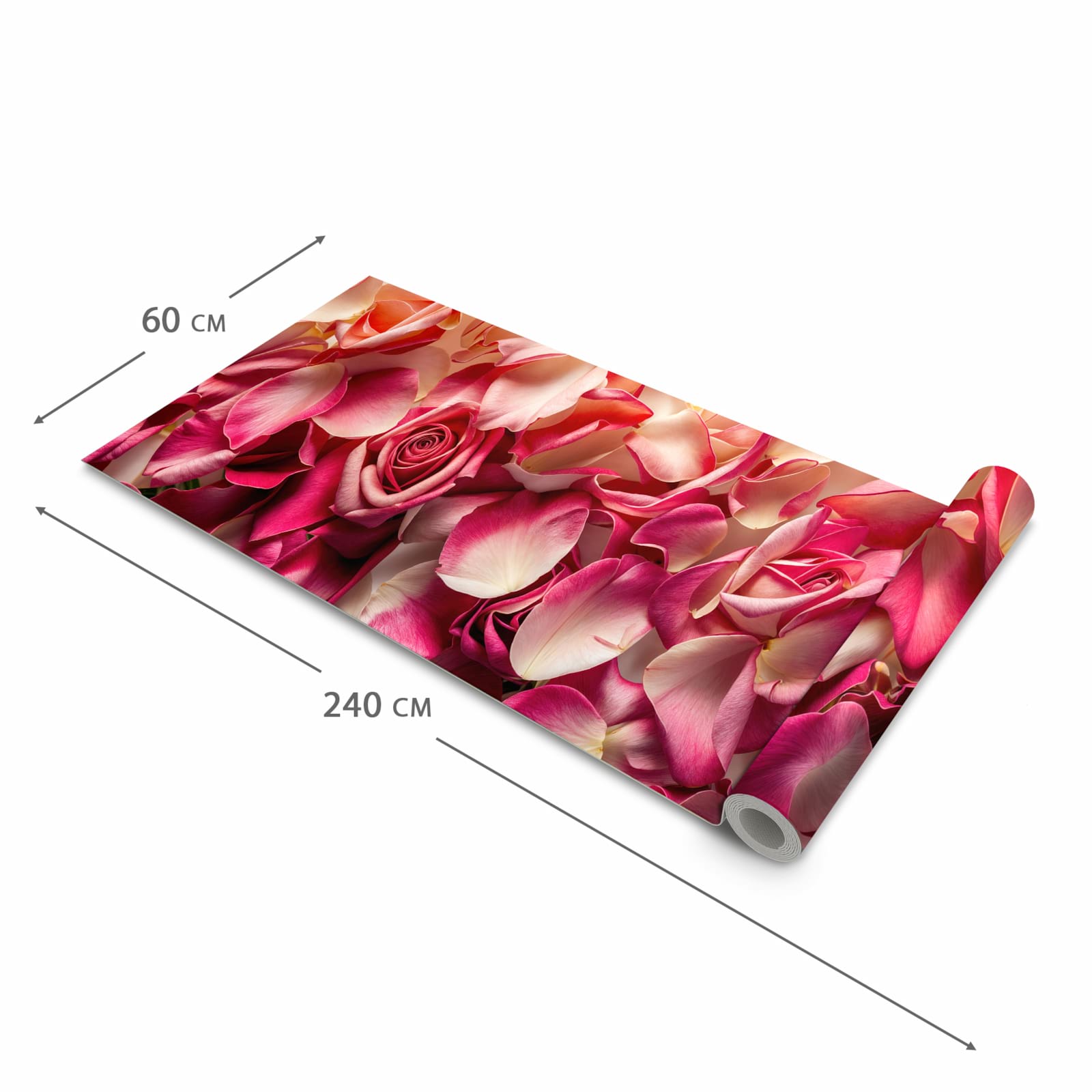 Flacher rutschfester Küchenteppich mit Motiv Rosenblätterbuntes Spiel in der Grösse 90x240 cm