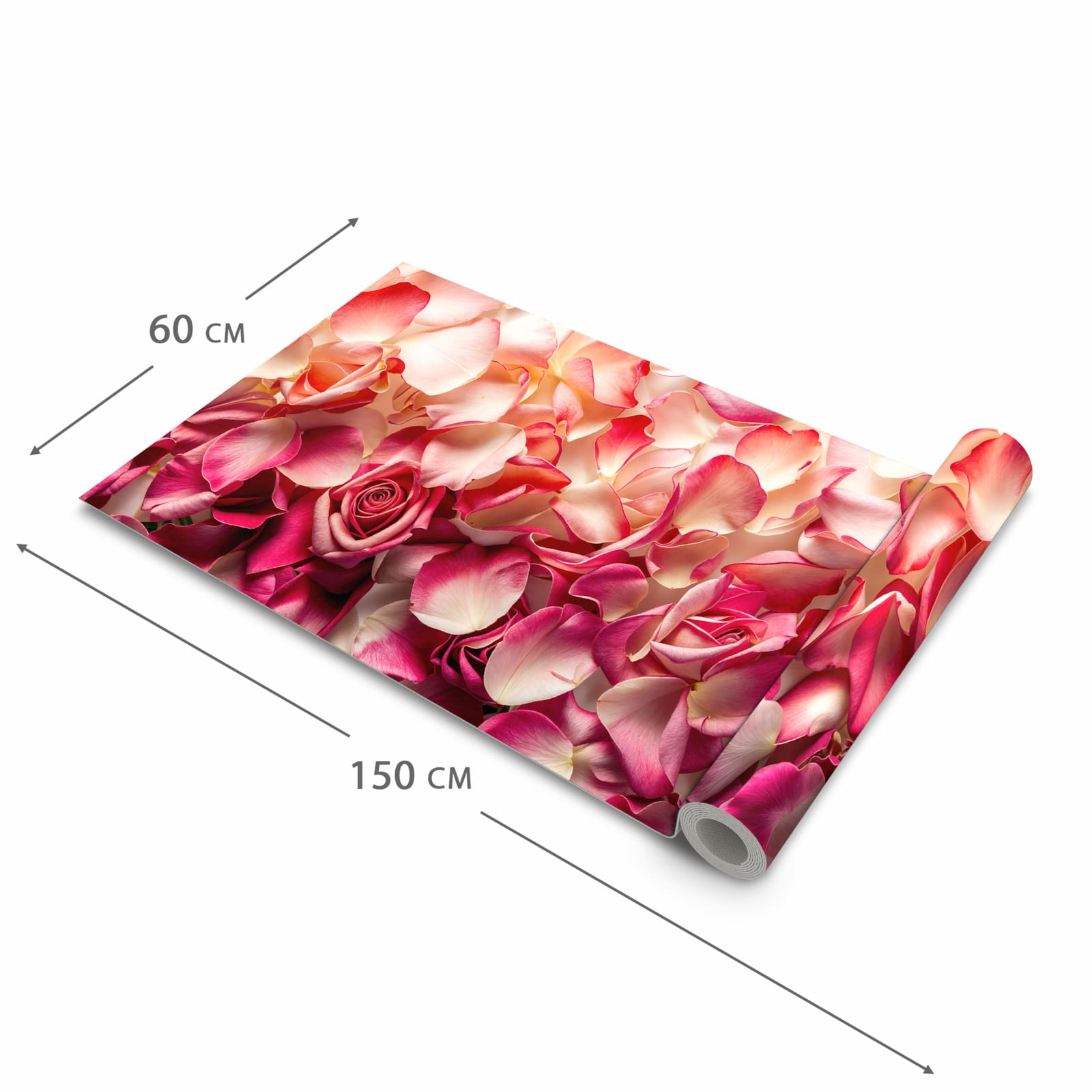 Geruchsneutraler rutschfester Läufer mit Motiv Rosenblätterbuntes Spiel in der Grösse 90x240 cm