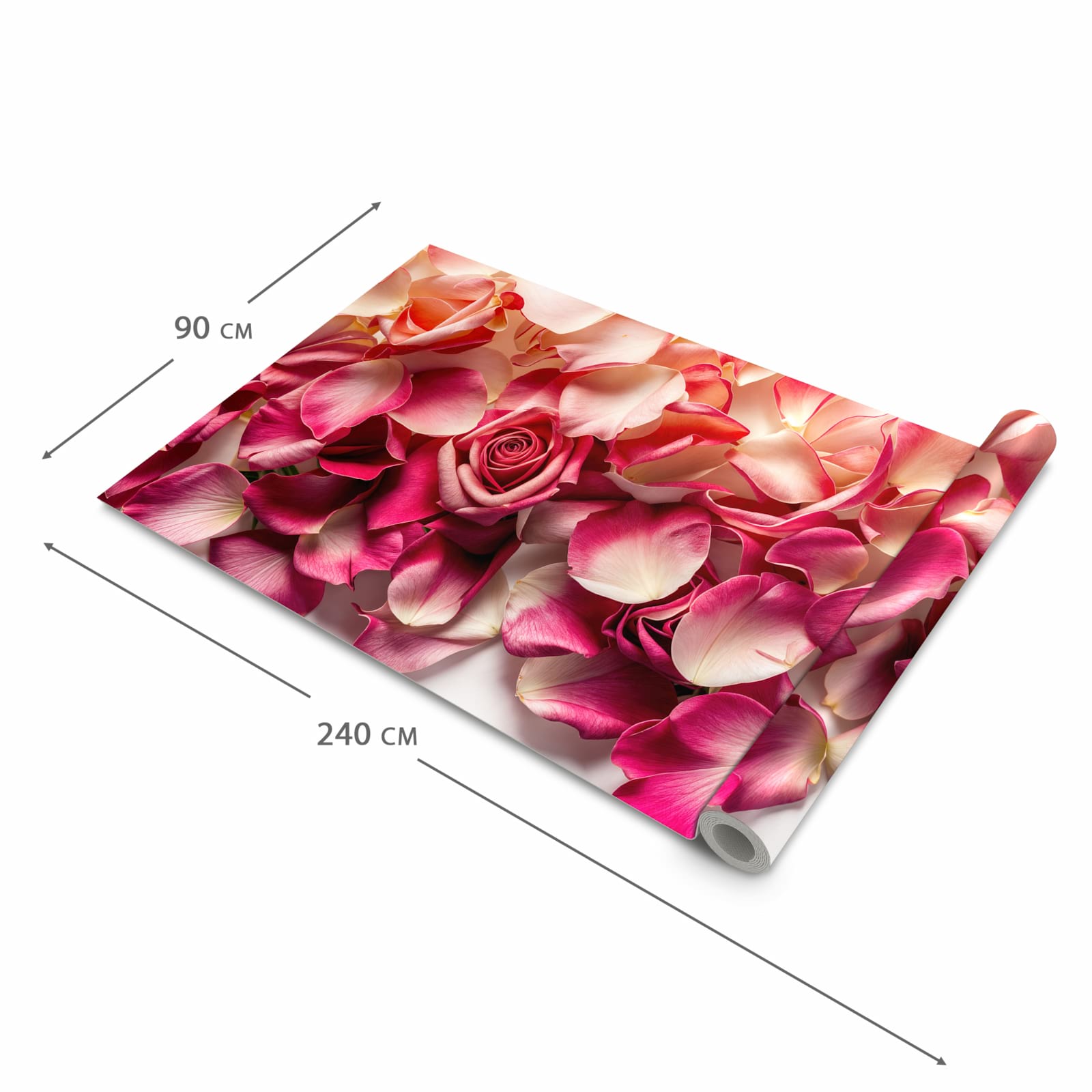 Langlebiger Küchenläufer mit Motiv Rosenblätterbuntes Spiel in der Grösse 90x240 cm