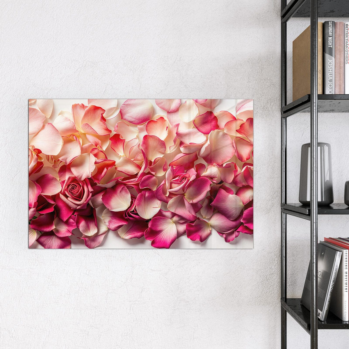 Magnettafel - Rosenblüten in Pink – Dicht gelegte Rosenblätter in Pink