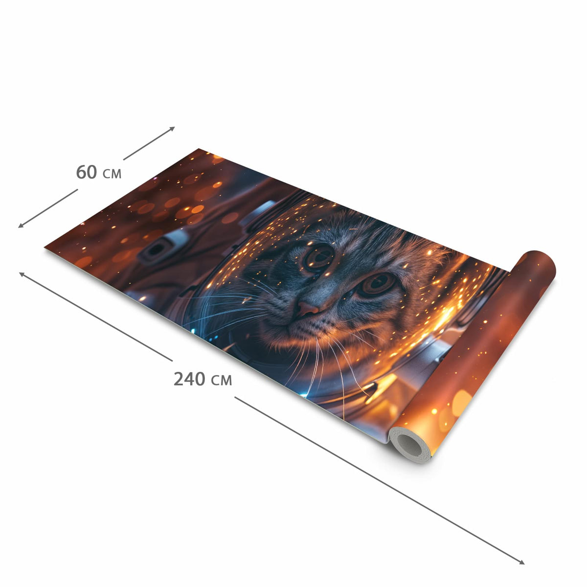 Farbbeständiger Küchenteppich mit Motiv Katze im Raumanzug in der Größe 90x180 cm