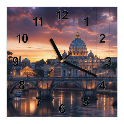 Wanduhr Quadratisch mit dem Motiv Rom im Abendlicht