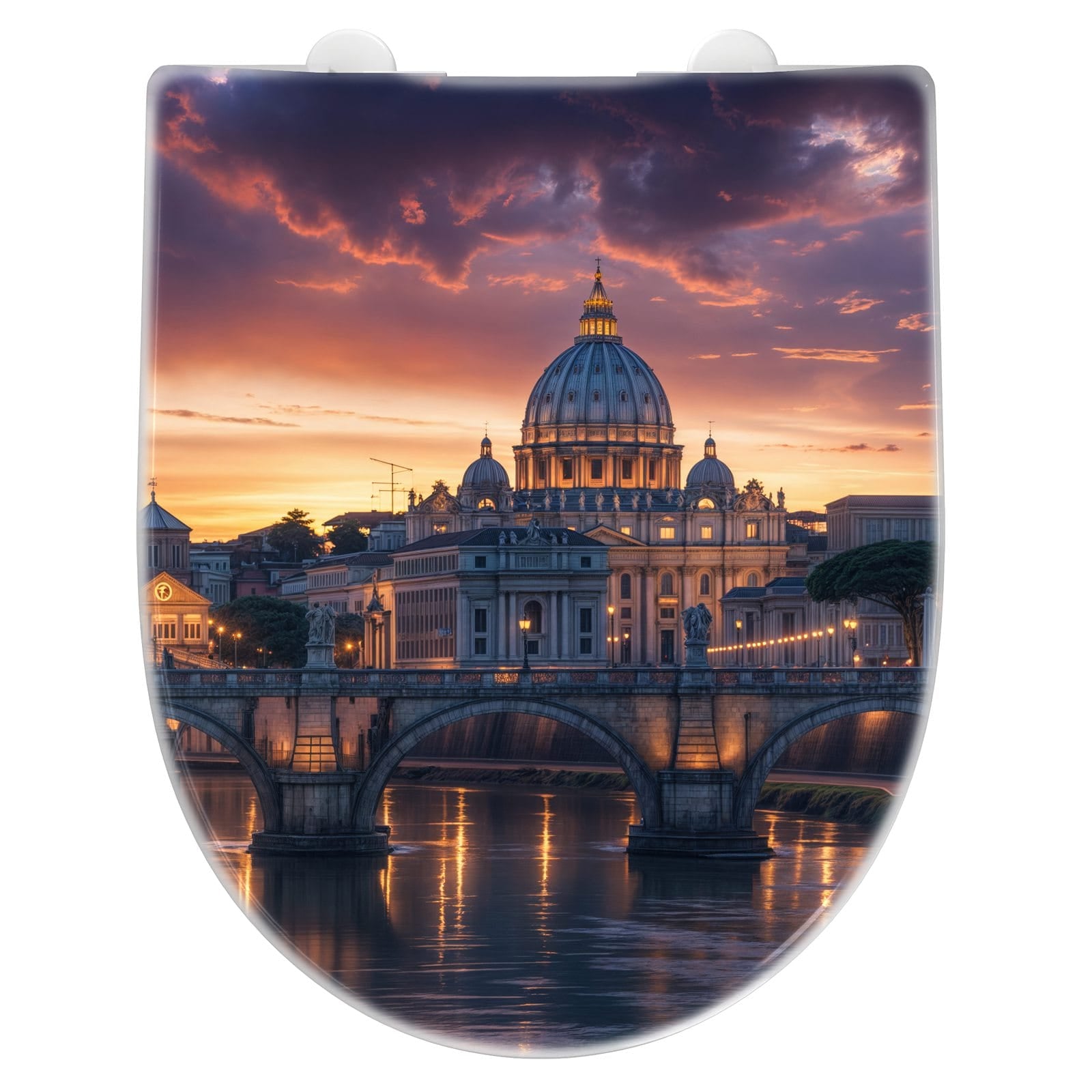 WC-Sitz mit Absenkautomatik Abend in der Stadt