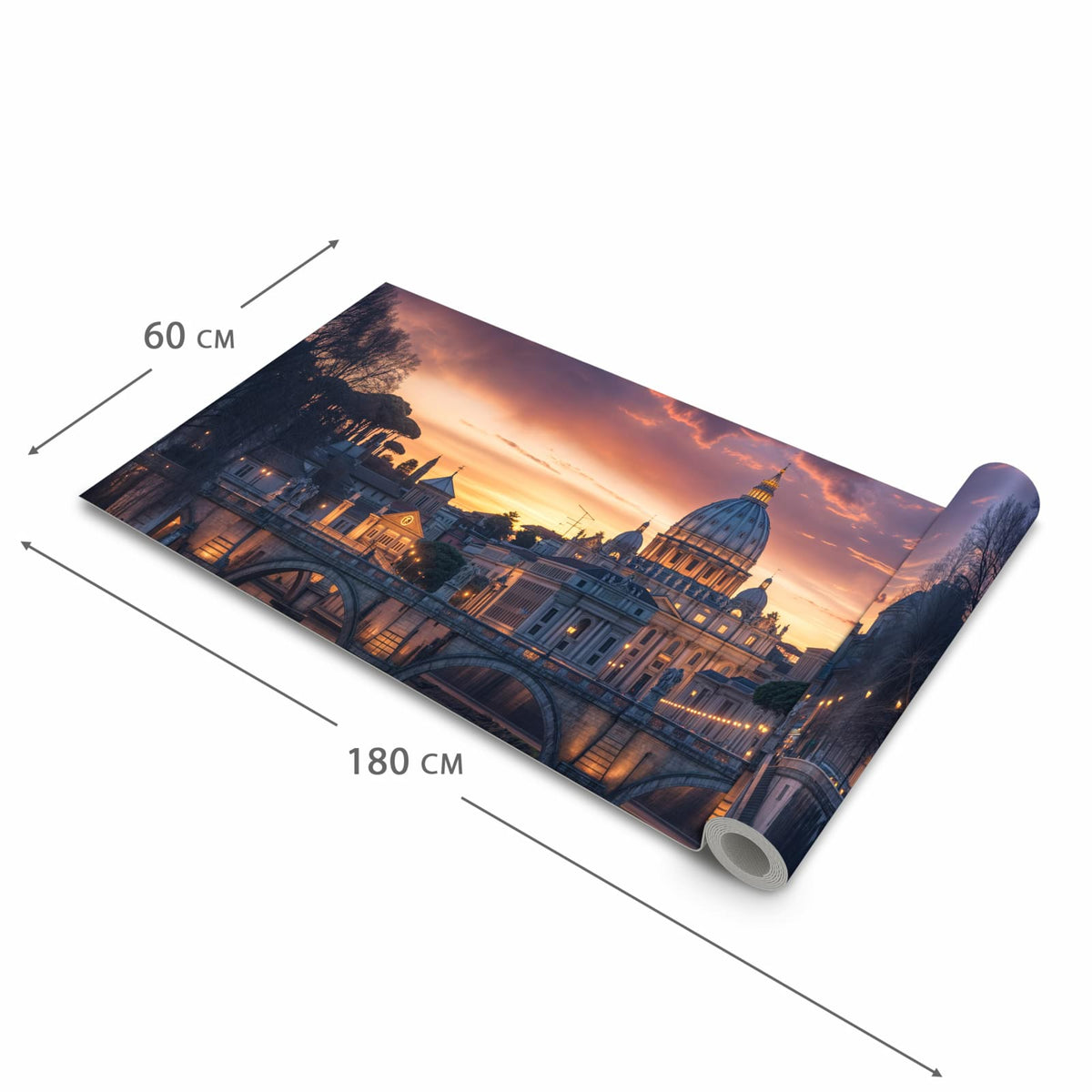 Pflegeleichter Küchenläufer mit Motiv Abend in der Stadt in der Grösse 90x180 cm zum Waschen