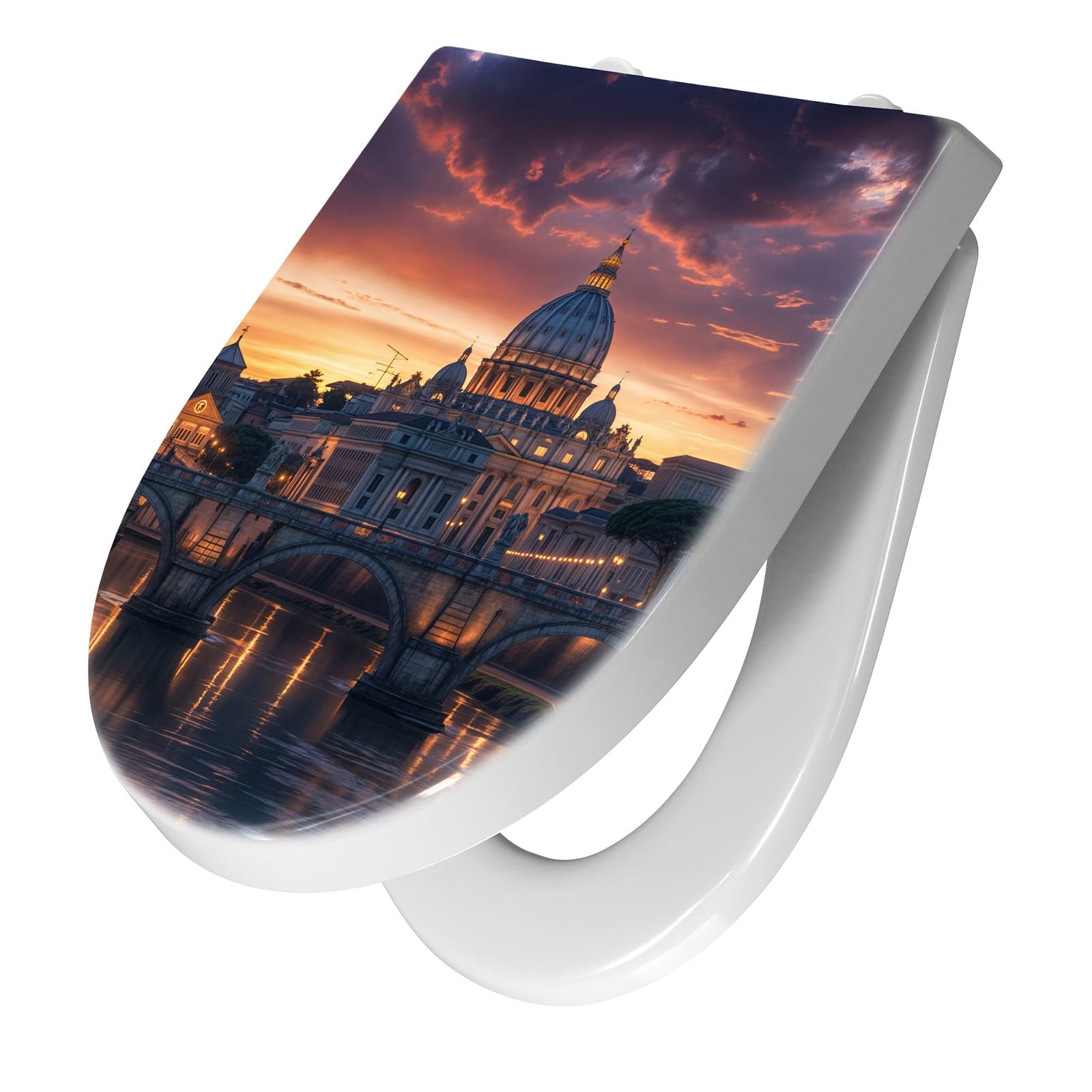 WC-Sitz mit Absenkautomatik Abend in der Stadt