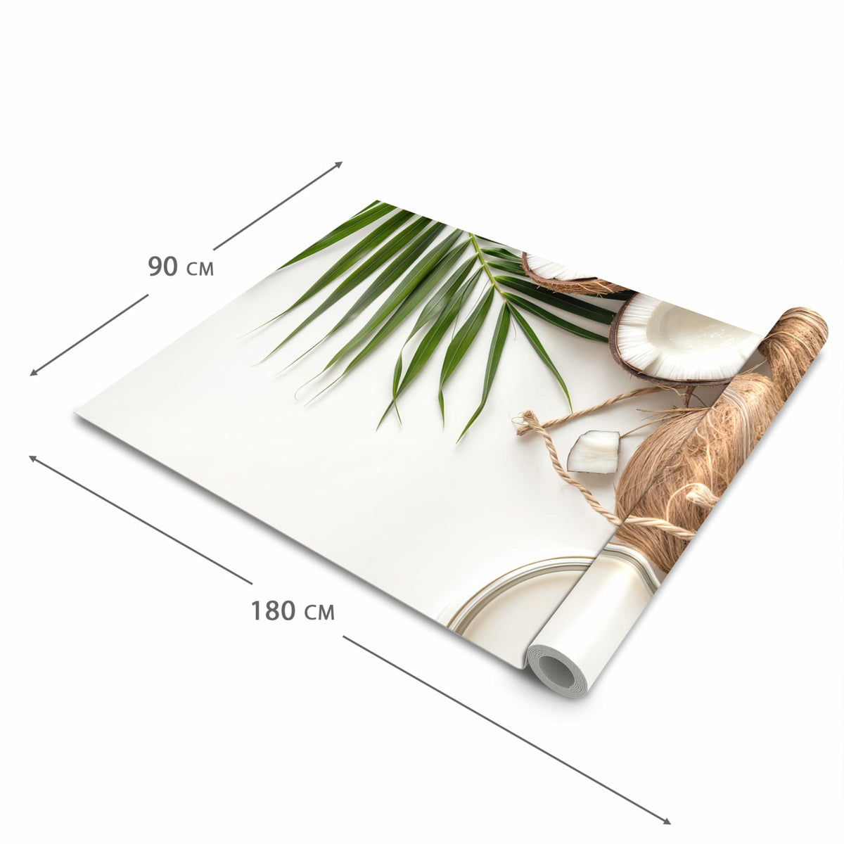 Schmutzabweisender waschbarer Küchenläufer mit Motiv Kokosnüsse und Blätter in der Größe 90x180 cm