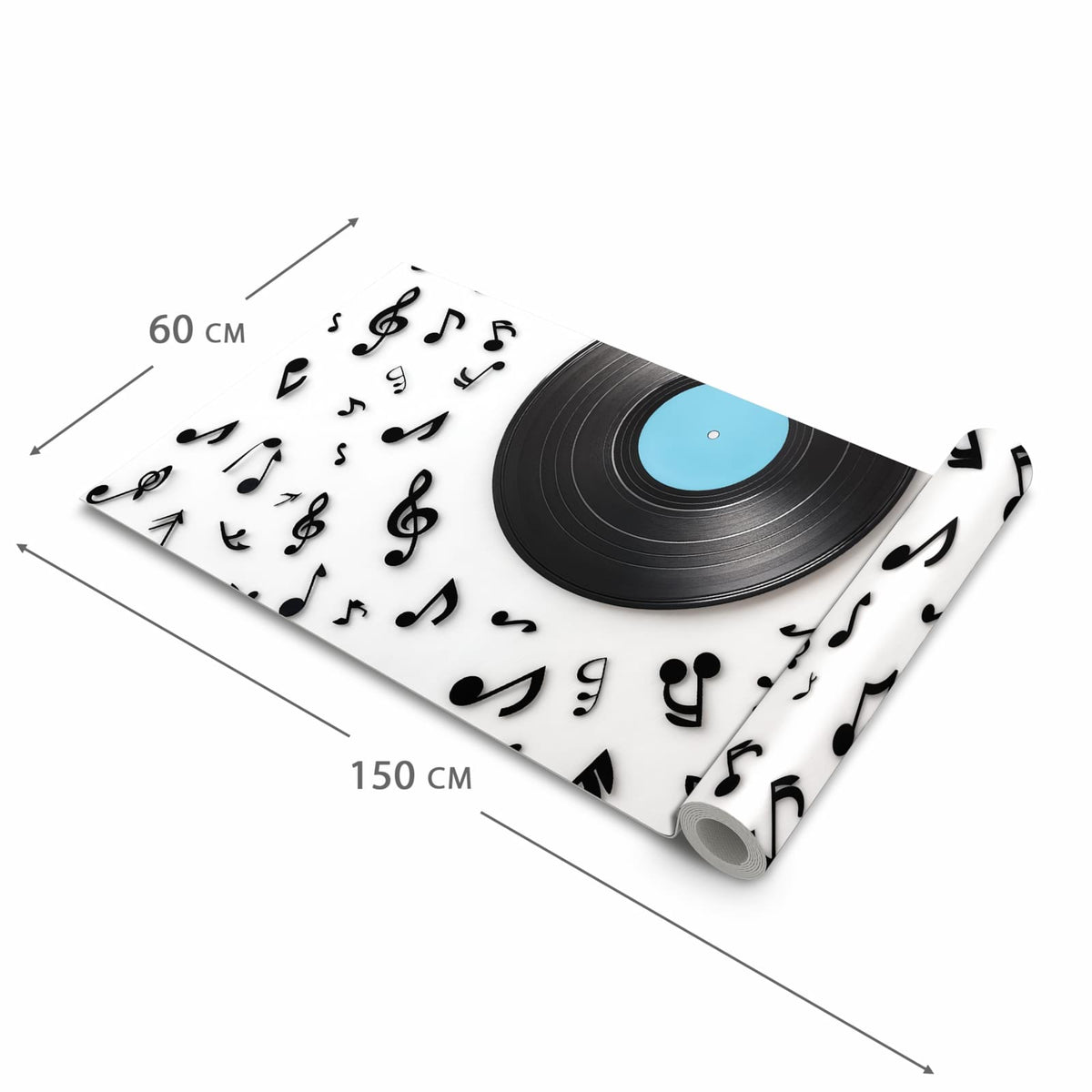 Komfortabler rutschfester Teppich mit Motiv Schallplatte Musik in der Grösse 80x300 cm