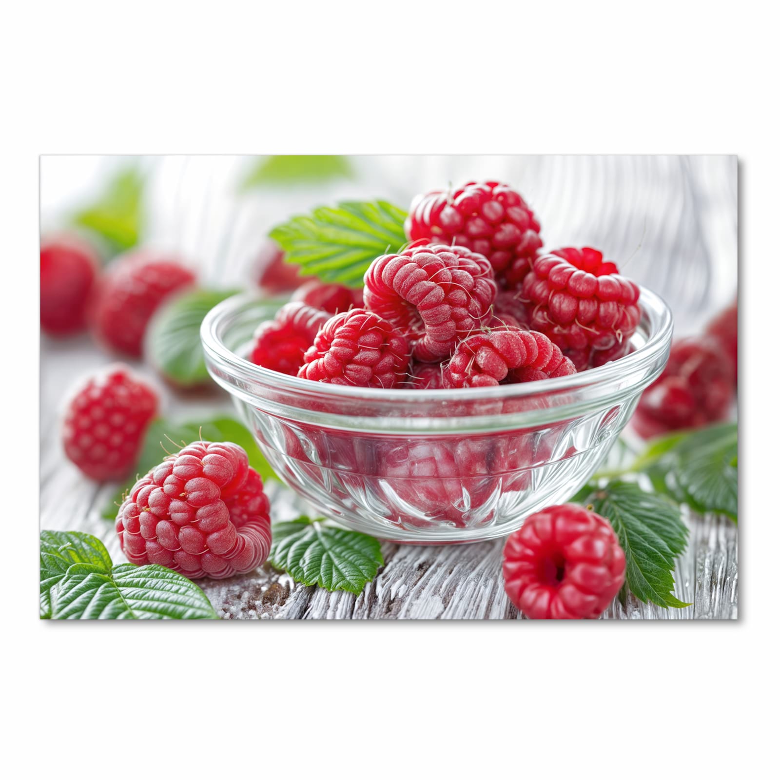 Pflegeleichter Teppichläufer für die Küche mit Motiv Frische Himbeeren in Frontansicht