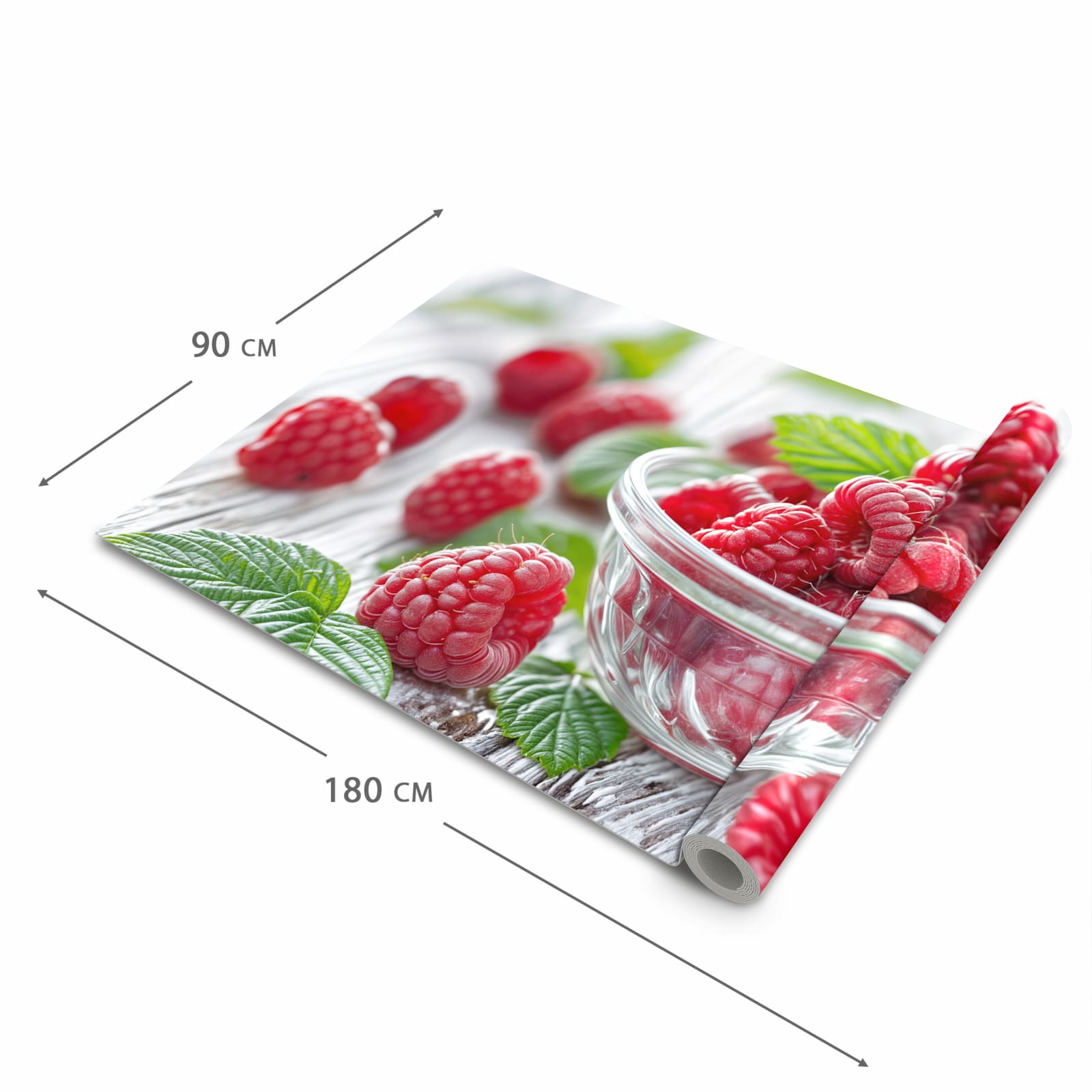 Langlebiger Läufer Eingangsbereich mit Motiv Frische Himbeeren in der Größe 80x300 cm
