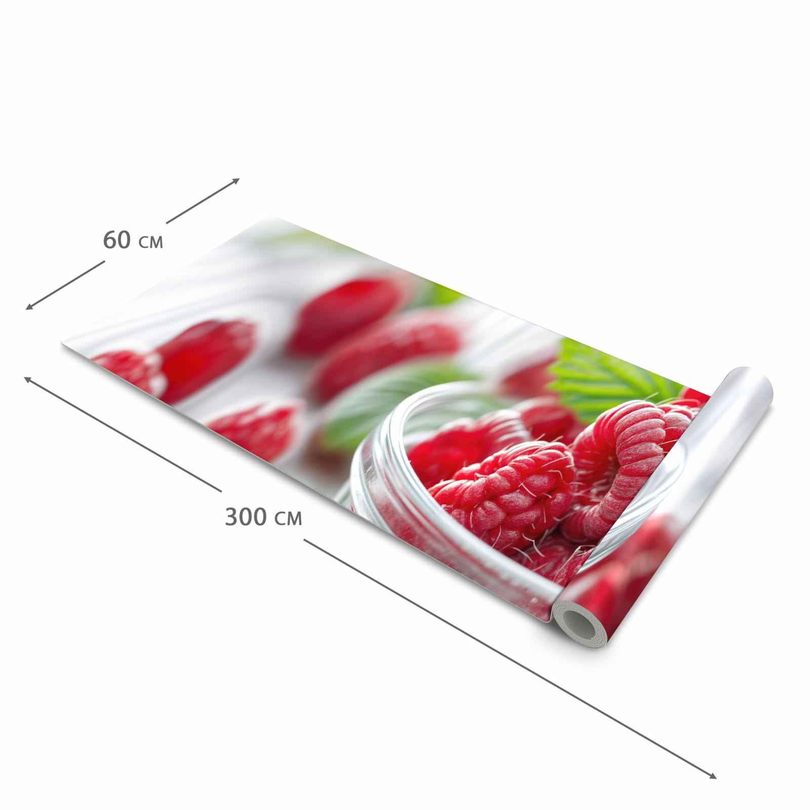 UV-beständiger Küchenläufer mit Motiv Frische Himbeeren in der Grösse 80x300 cm