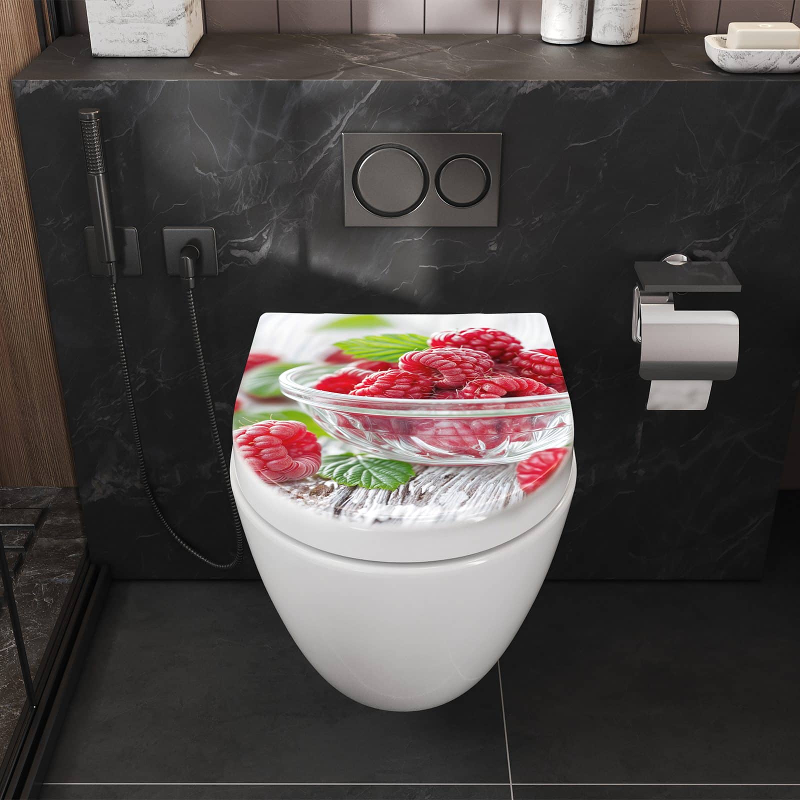 WC-Sitz mit Absenkautomatik Frische Himbeeren