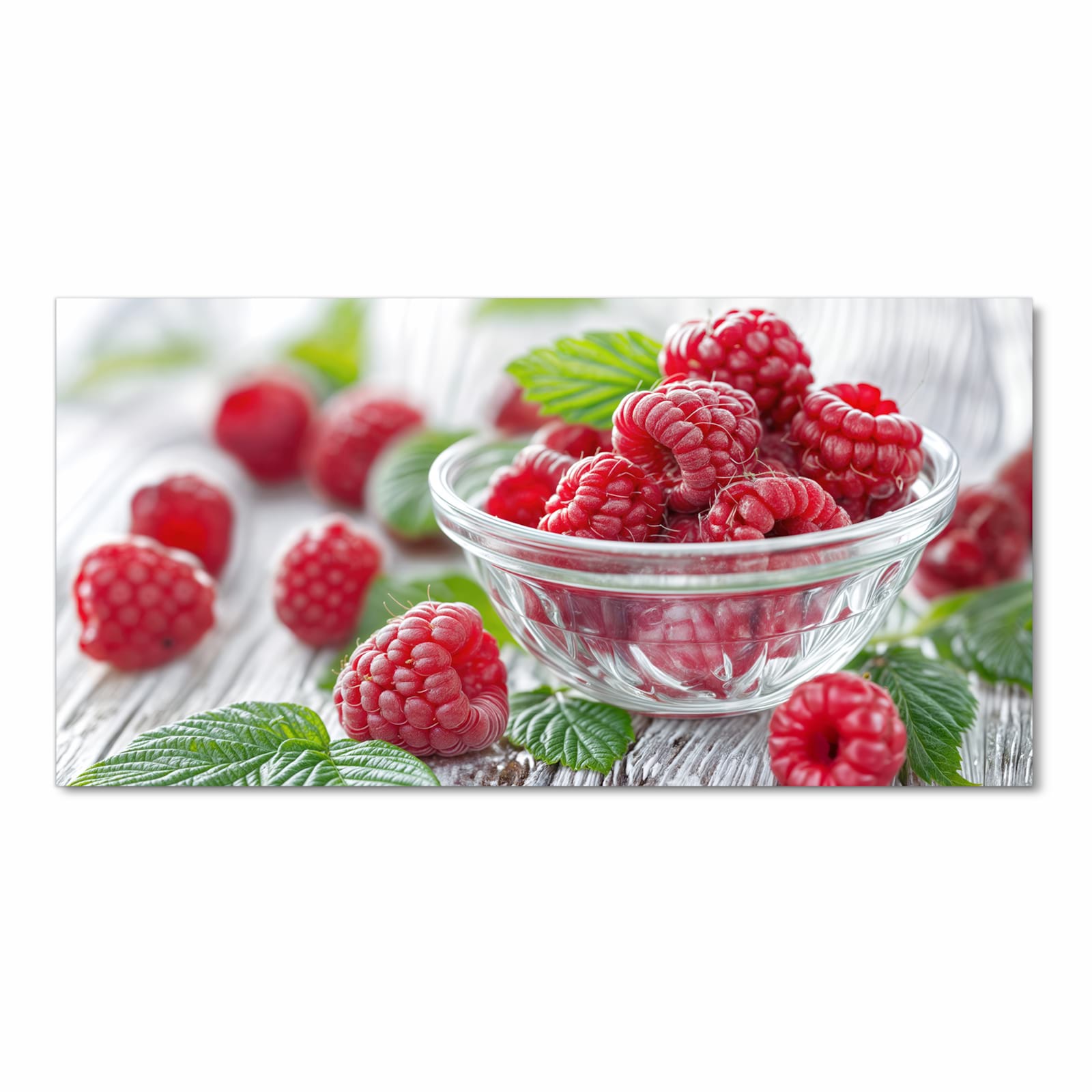 Wasserabweisender Küchenläufer mit Motiv Frische Himbeeren in Frontansicht