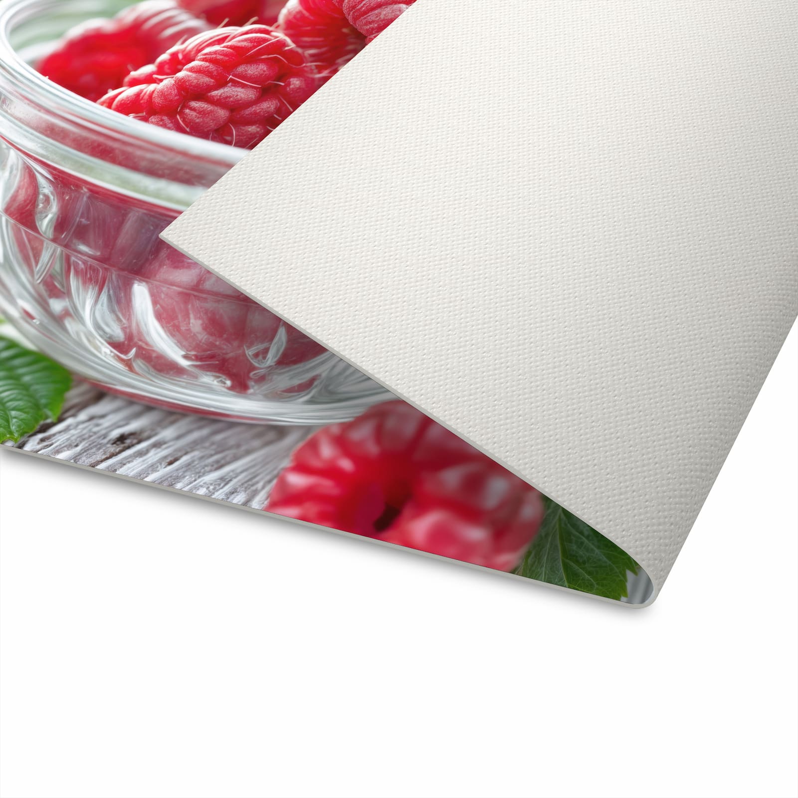 Flacher Küchenteppich mit Motiv Frische Himbeeren in der Unterseite