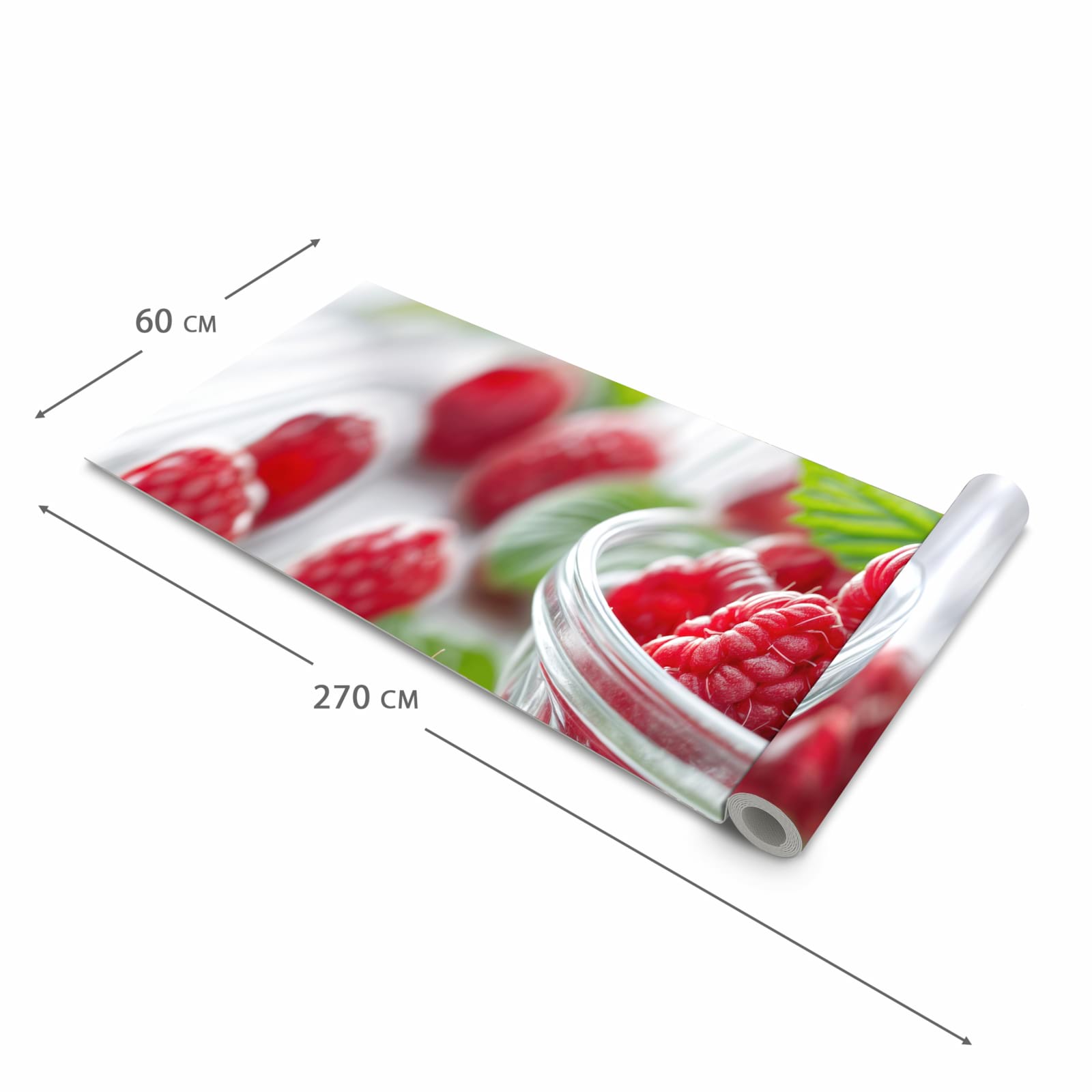 Abriebfester waschbarer Teppich Küche mit Motiv Frische Himbeeren in der Grösse 80x300 cm