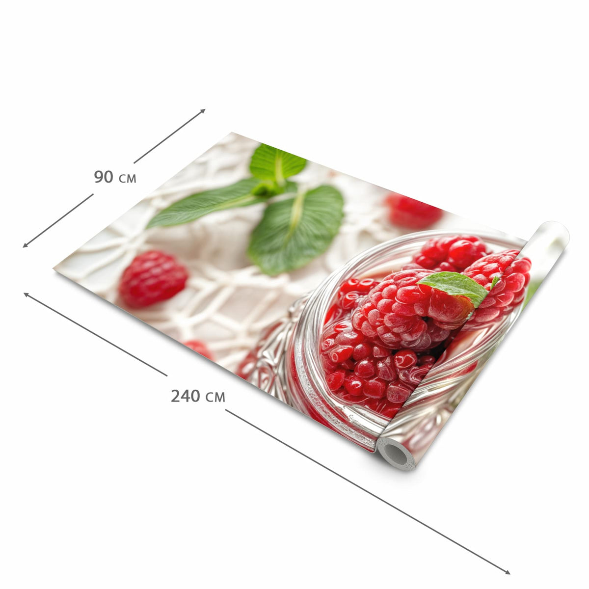 Farbbeständiger Läufer für die Küche mit Motiv Himbeerglas in der Grösse 80x280 cm