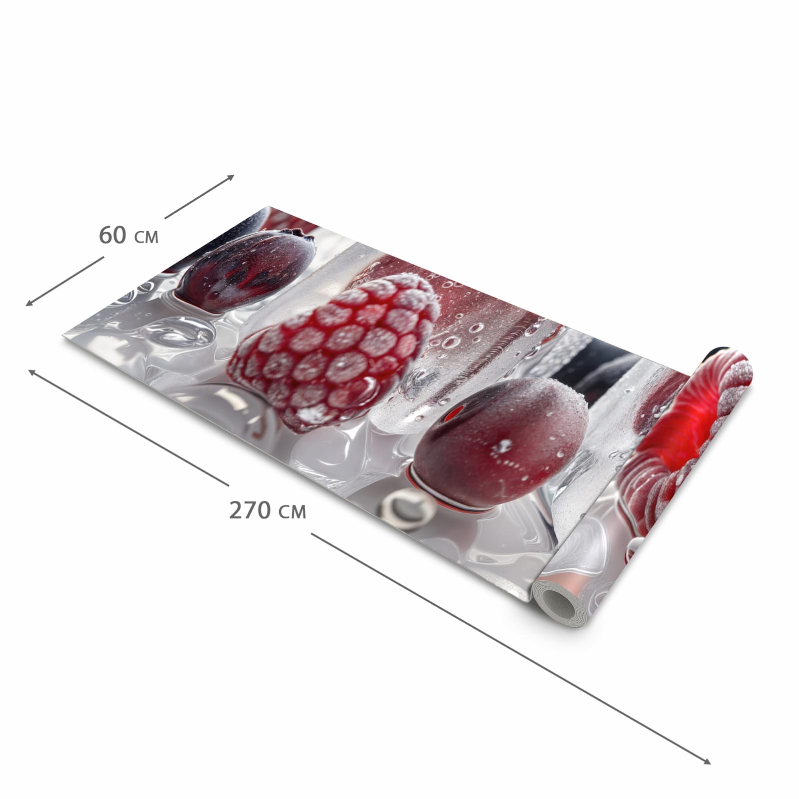 Langlebiger Bodenläufer mit Motiv Gefrorene Beeren in der Grösse 80x250 cm