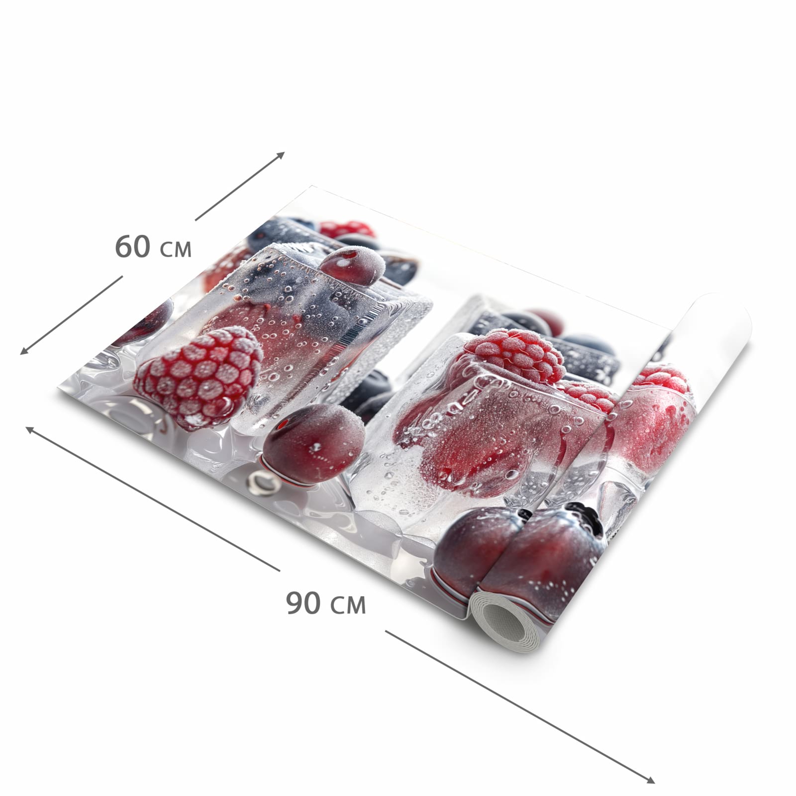 Feuchtigkeitsresistenter Küchenteppich mit Motiv Gefrorene Beeren in der Grösse 80x250 cm