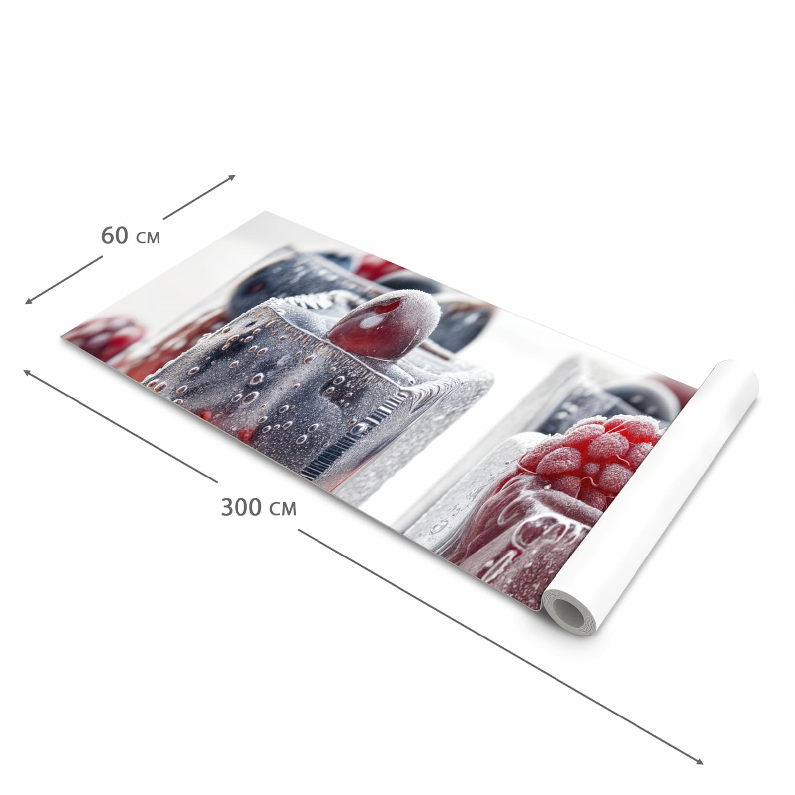 Rutschfester Bodenläufer Teppich mit Motiv Gefrorene Beeren in der Grösse 80x250 cm