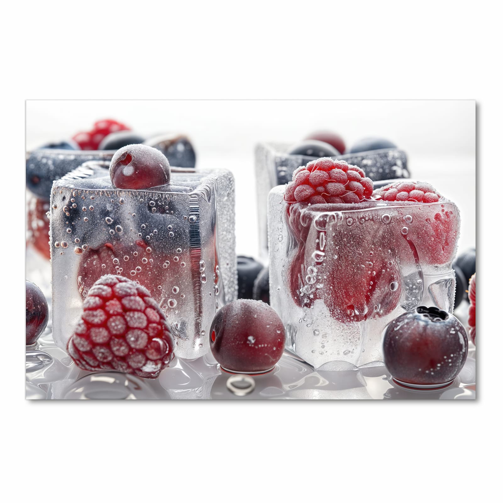 Fleckenresistenter großer Küchenteppich mit Motiv Gefrorene Beeren in Frontansicht