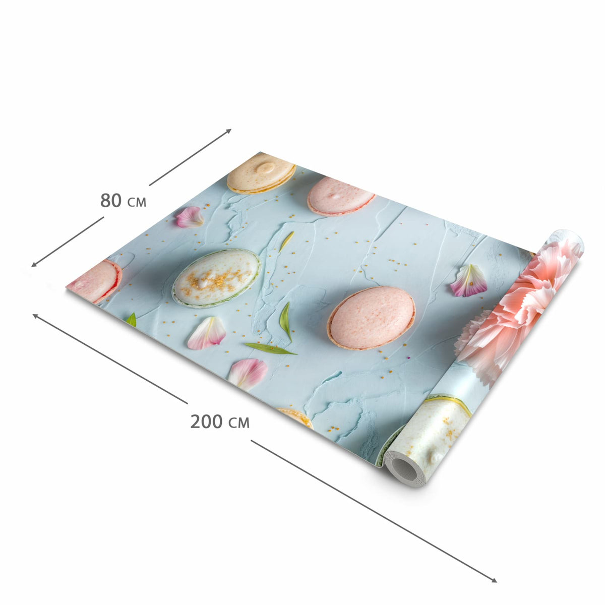 Langlebiger waschbarer Küchenläufer mit Motiv Französische Macarons in der Größe 80x250 cm