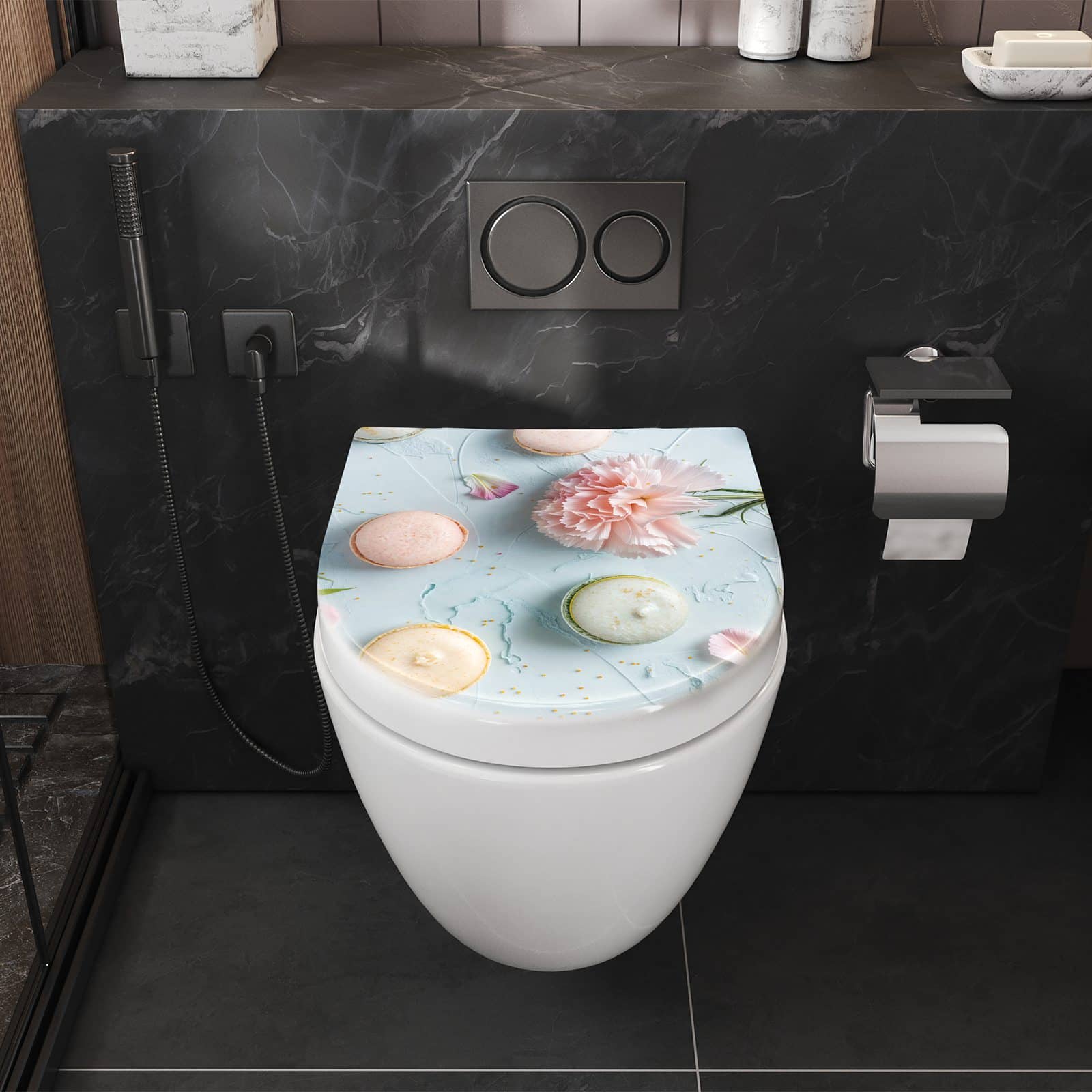 WC-Sitz mit Absenkautomatik Französische Macarons