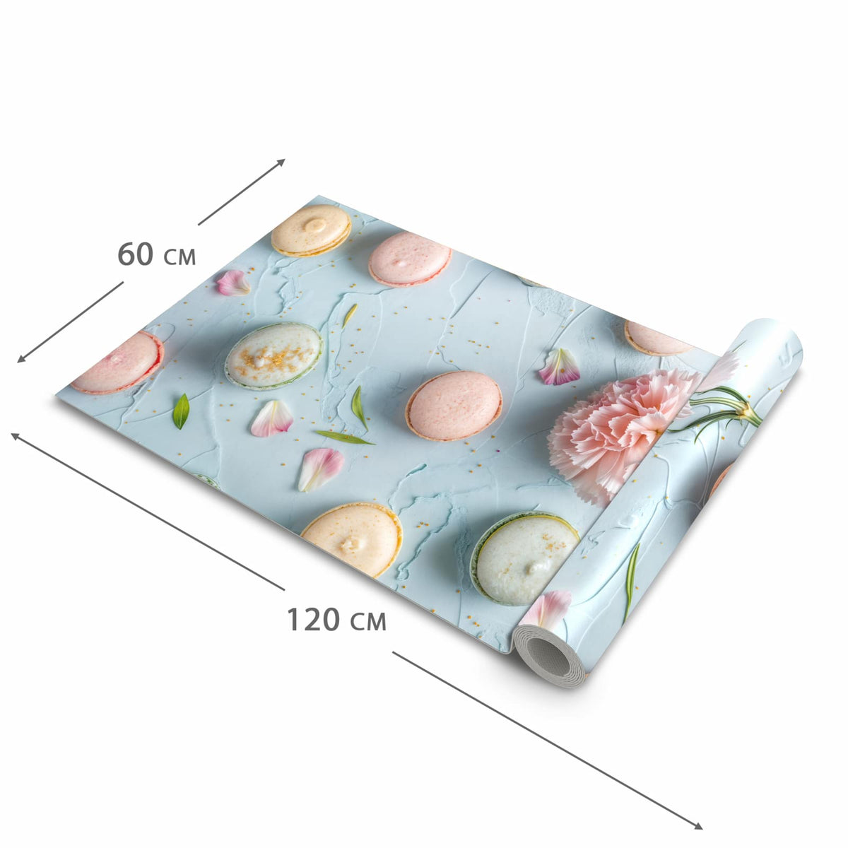 Abriebfester Küchenläufer mit Motiv Französische Macarons in der Grösse 80x250 cm