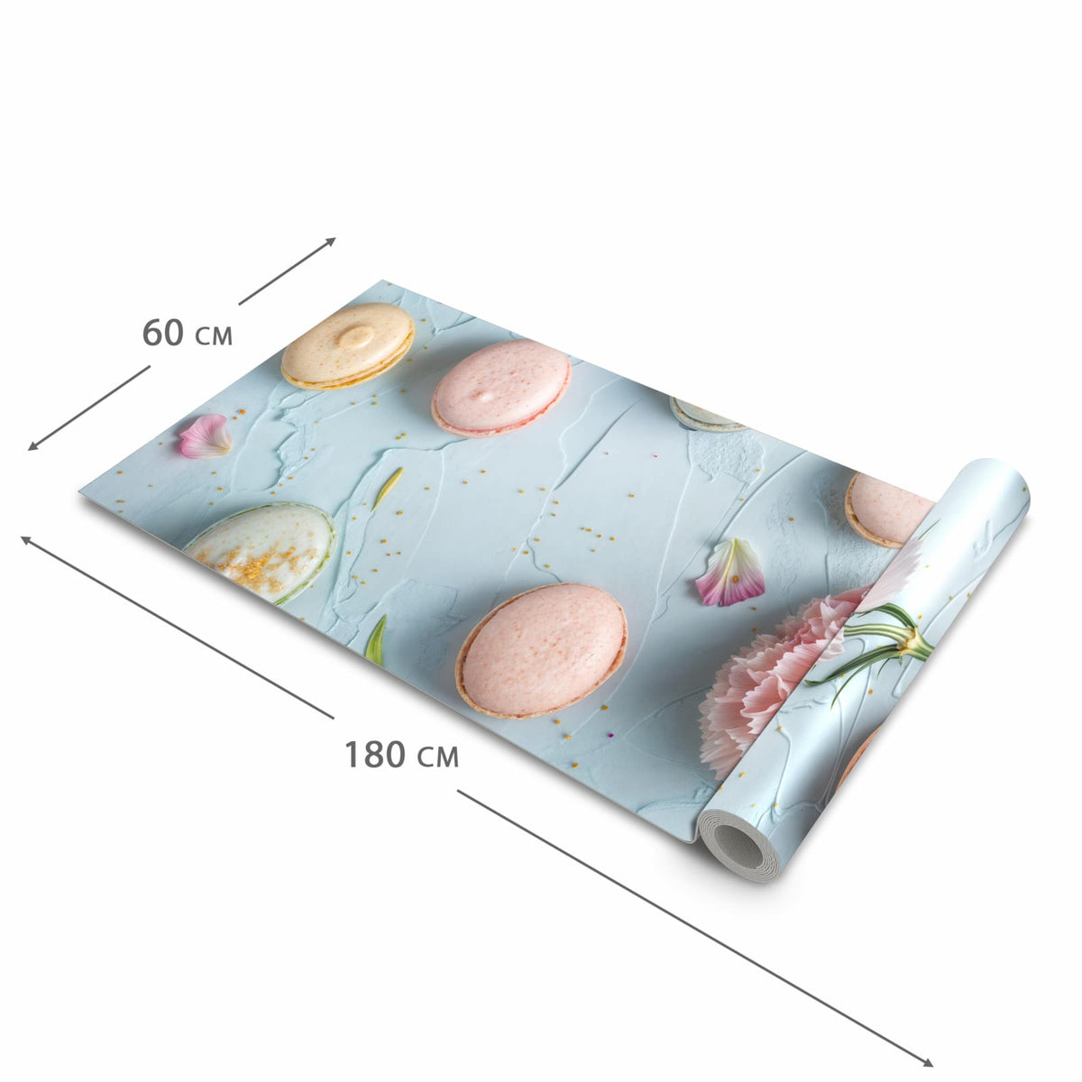 Waschbarer Küchenteppich mit Motiv Französische Macarons in der Größe 80x250 cm für Trittkomfort