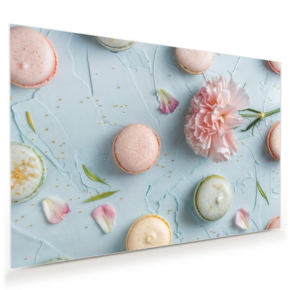 Wandbild mit dem Motiv Macarons mit Nelke