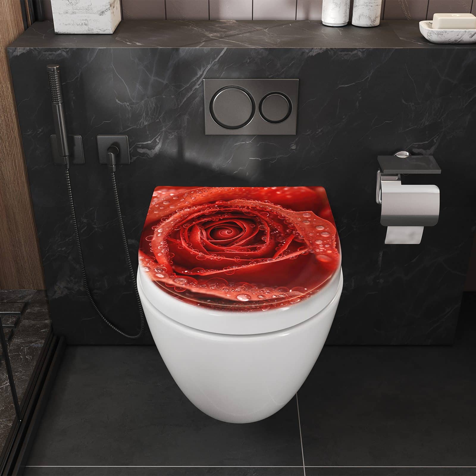 WC-Sitz mit Absenkautomatik Wassertropfen Rose