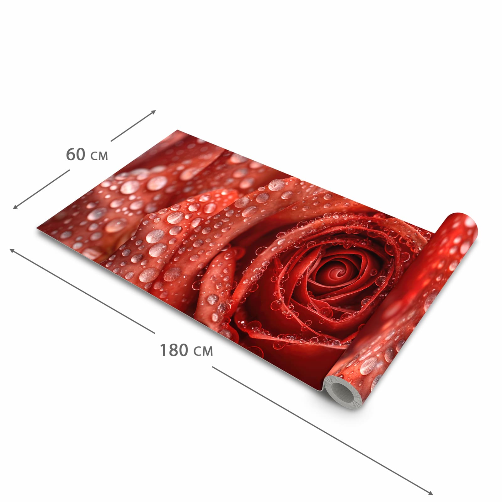 Langlebiger Küchenläufer mit Motiv Wassertropfen Rose in der Grösse 80x200 cm