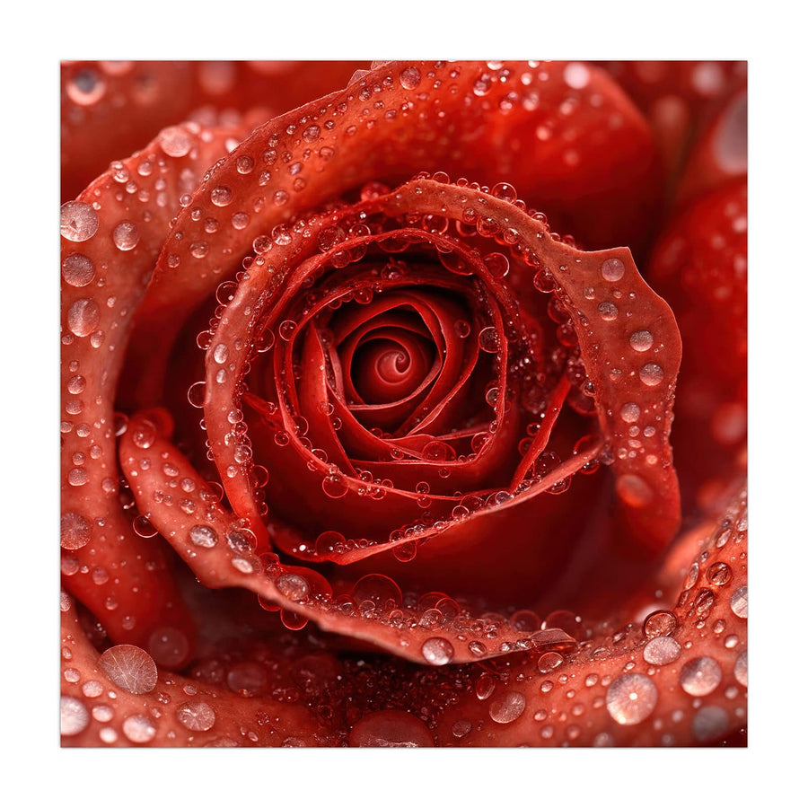 Maße Küchenrückwand Rote Rose mit Tropfen aus Glas