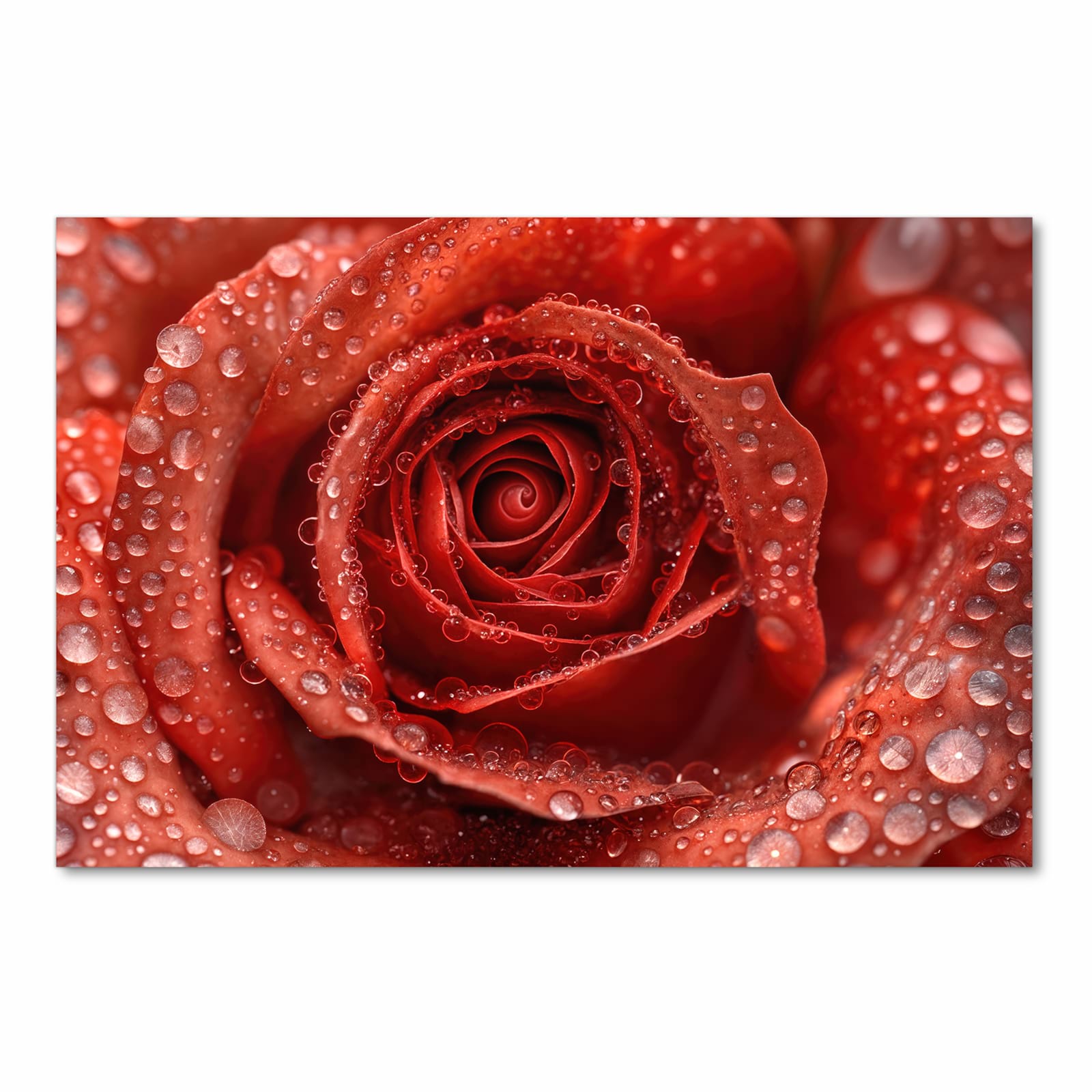 Komfortabler Küchenläufer mit Motiv Wassertropfen Rose in Frontansicht für die Küche