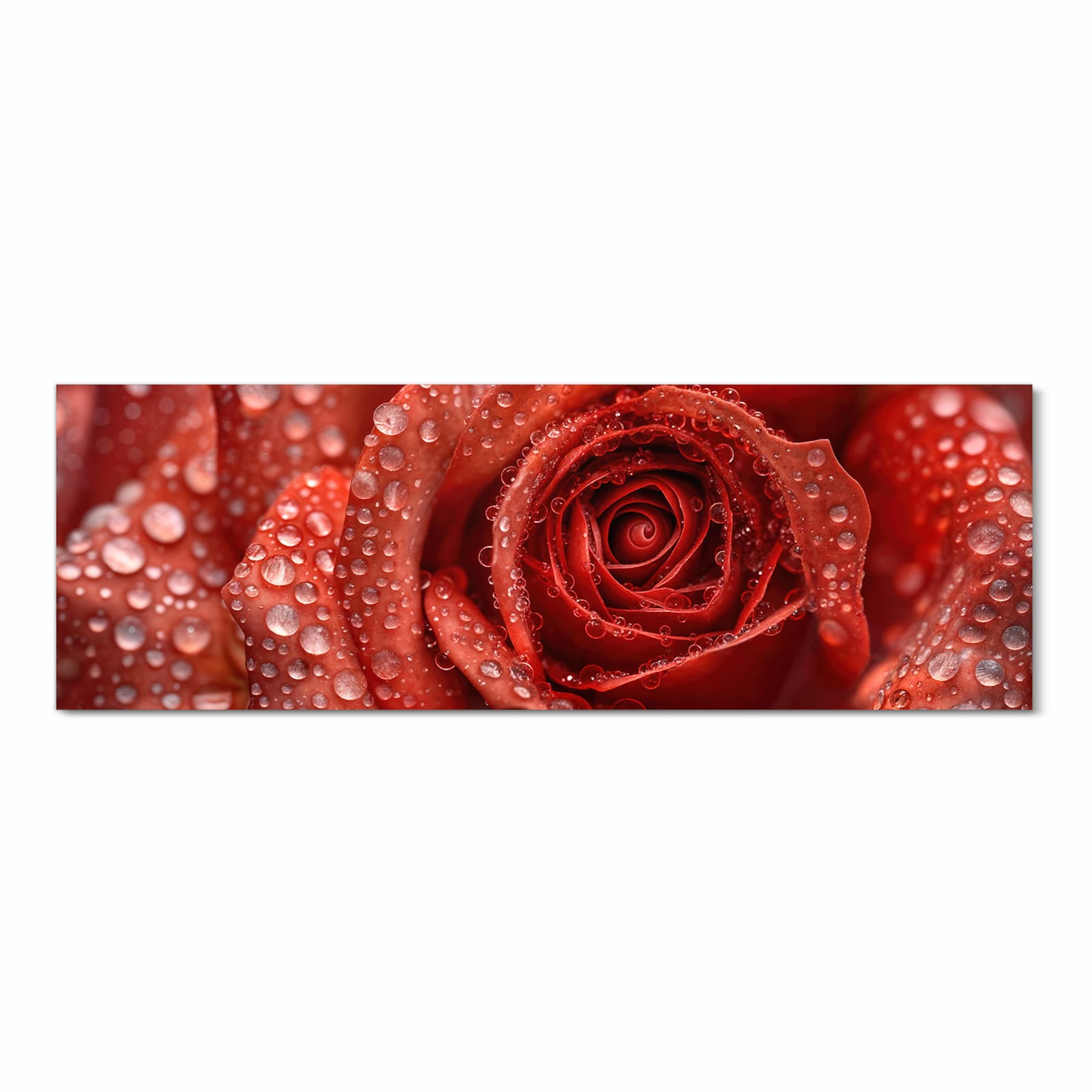 Geruchsneutraler Küchenteppich mit Motiv Wassertropfen Rose in Frontansicht