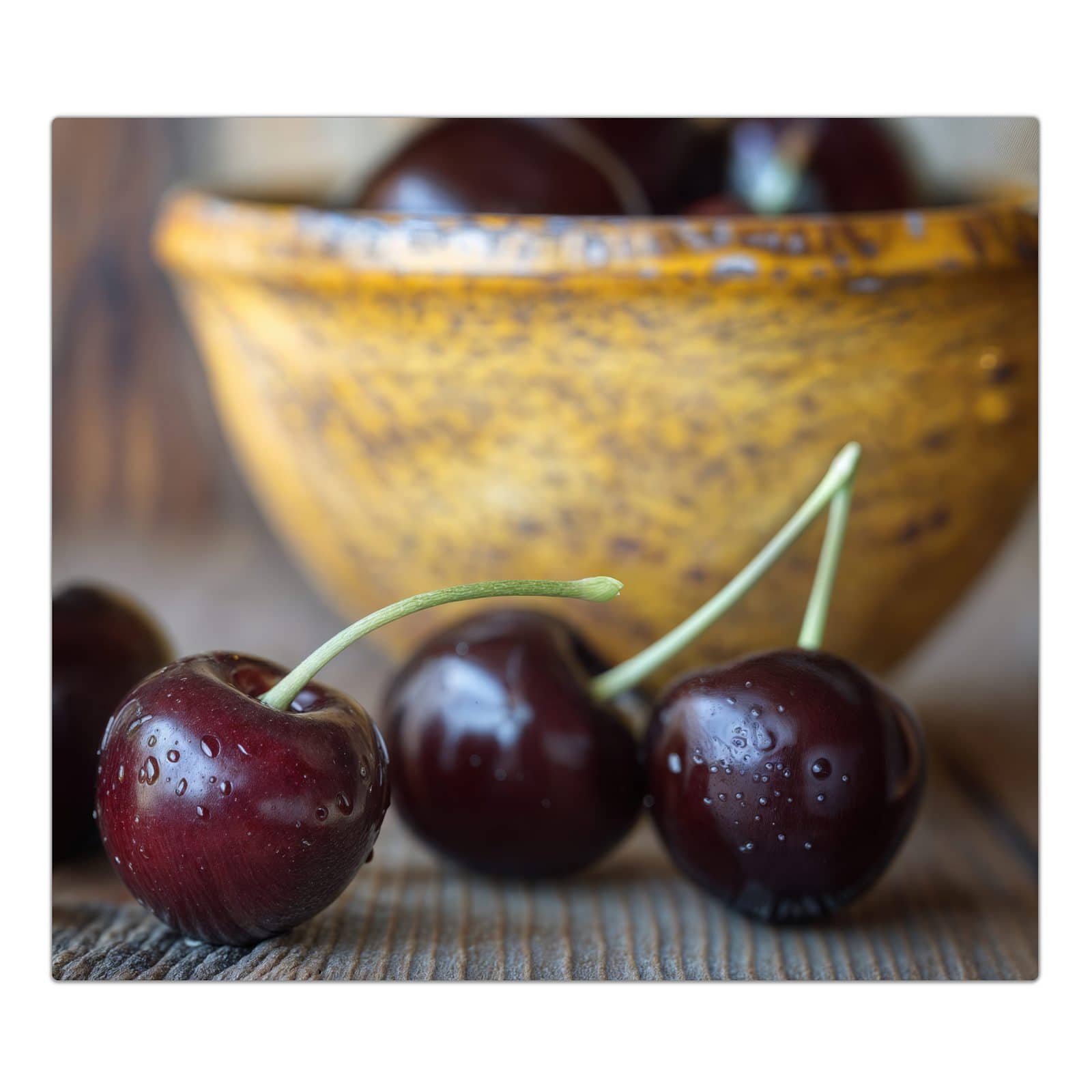 1-teilige Herdabdeckplatten mit Frische Kirschen-Motiv in der Frontansicht #grösse_1-Teilig (60x52cm)