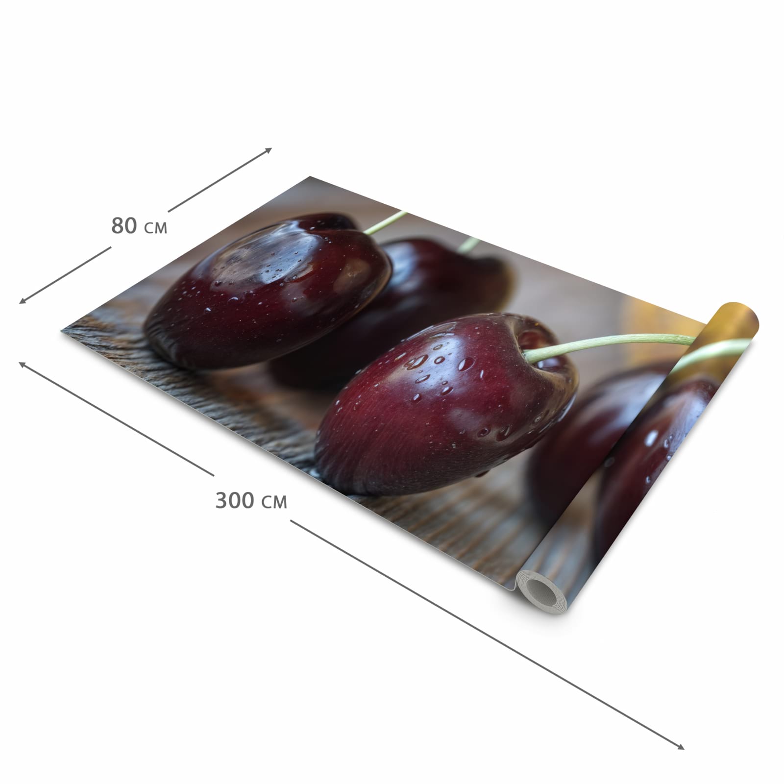 Pflegeleichter waschbarer Küchenläufer mit Motiv Frische Kirschen in der Grösse 80x200 cm