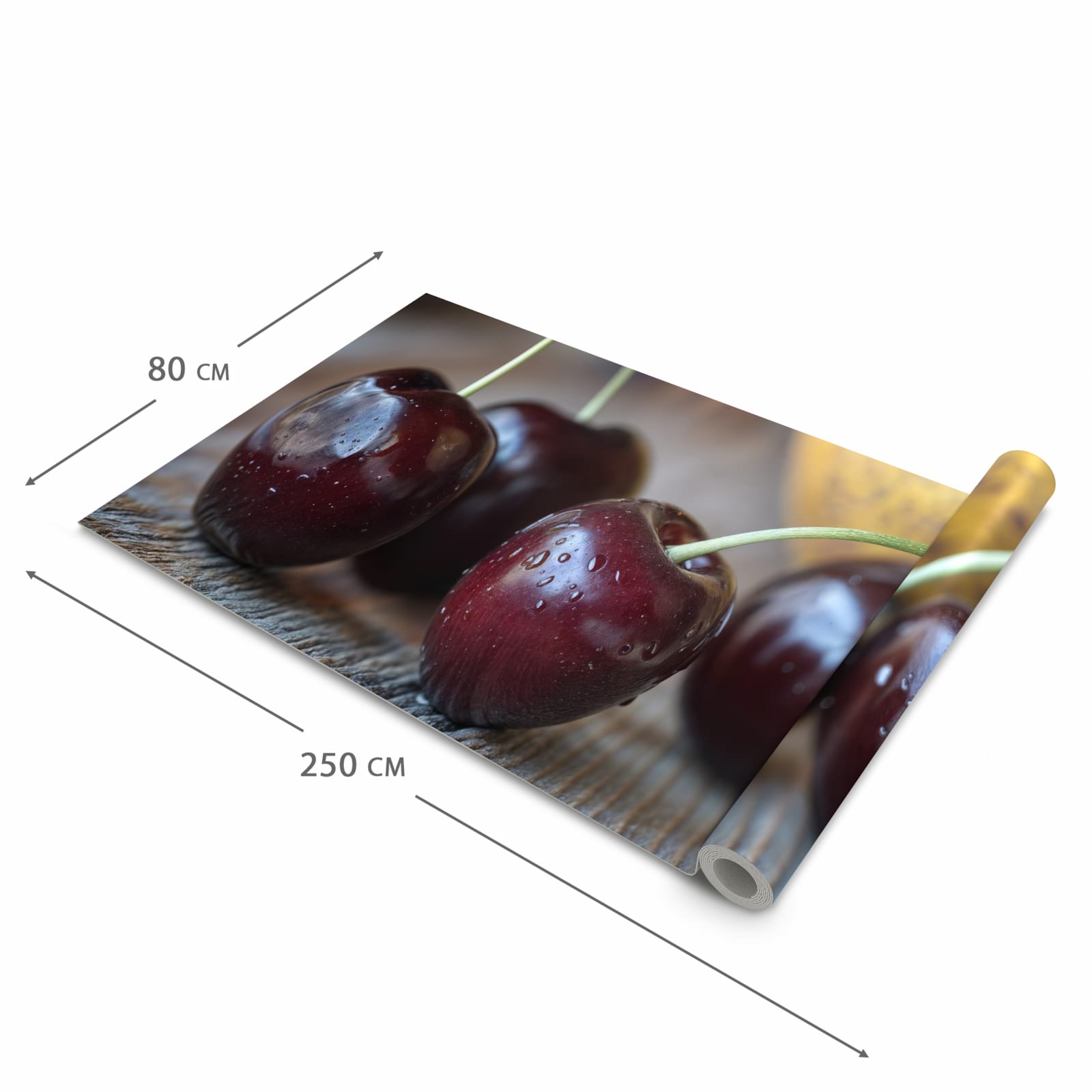 Langlebiger rutschfester Küchenläufer mit Motiv Frische Kirschen in der Grösse 80x200 cm