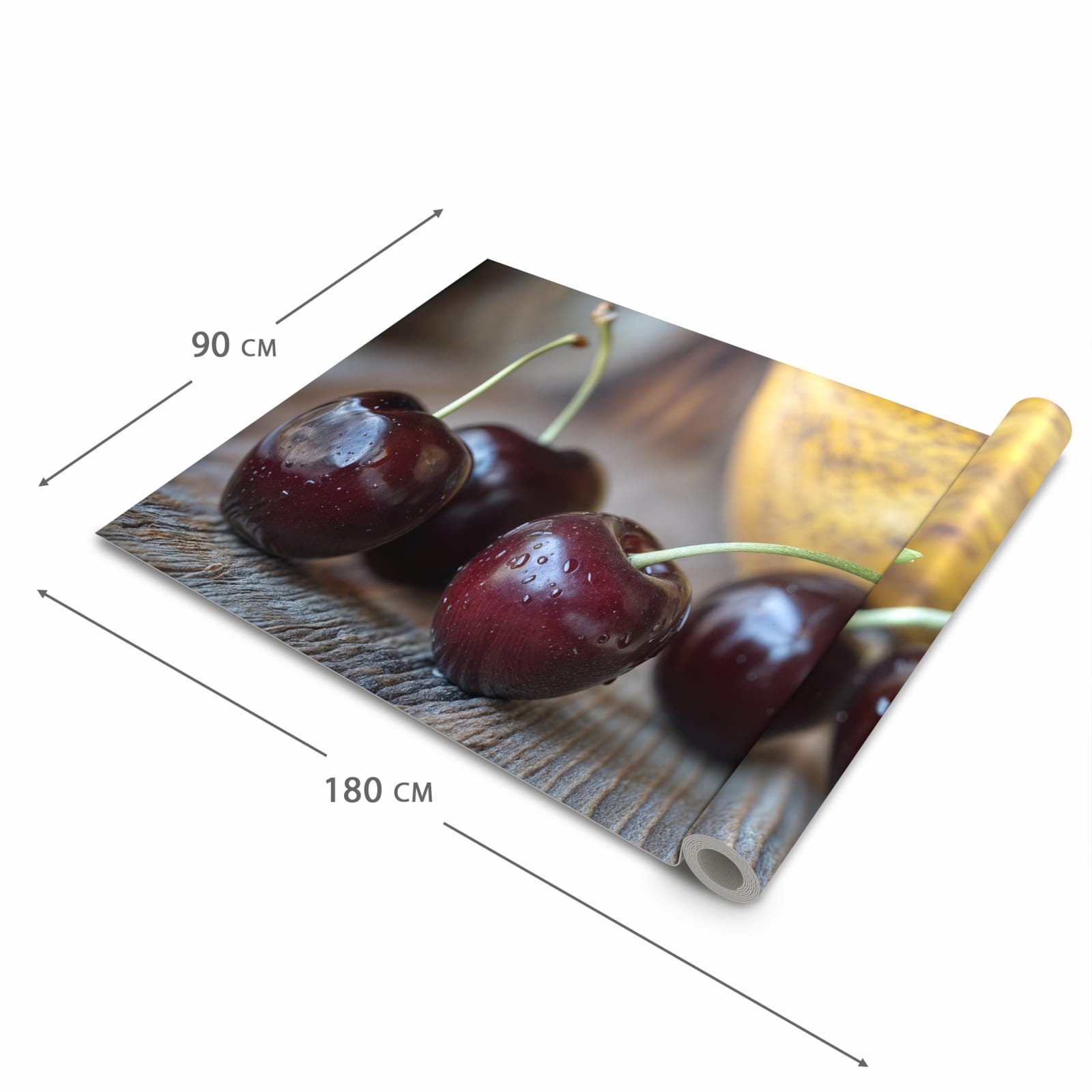 Komfortabler rutschfester Küchenläufer mit Motiv Frische Kirschen in der Größe 80x200 cm