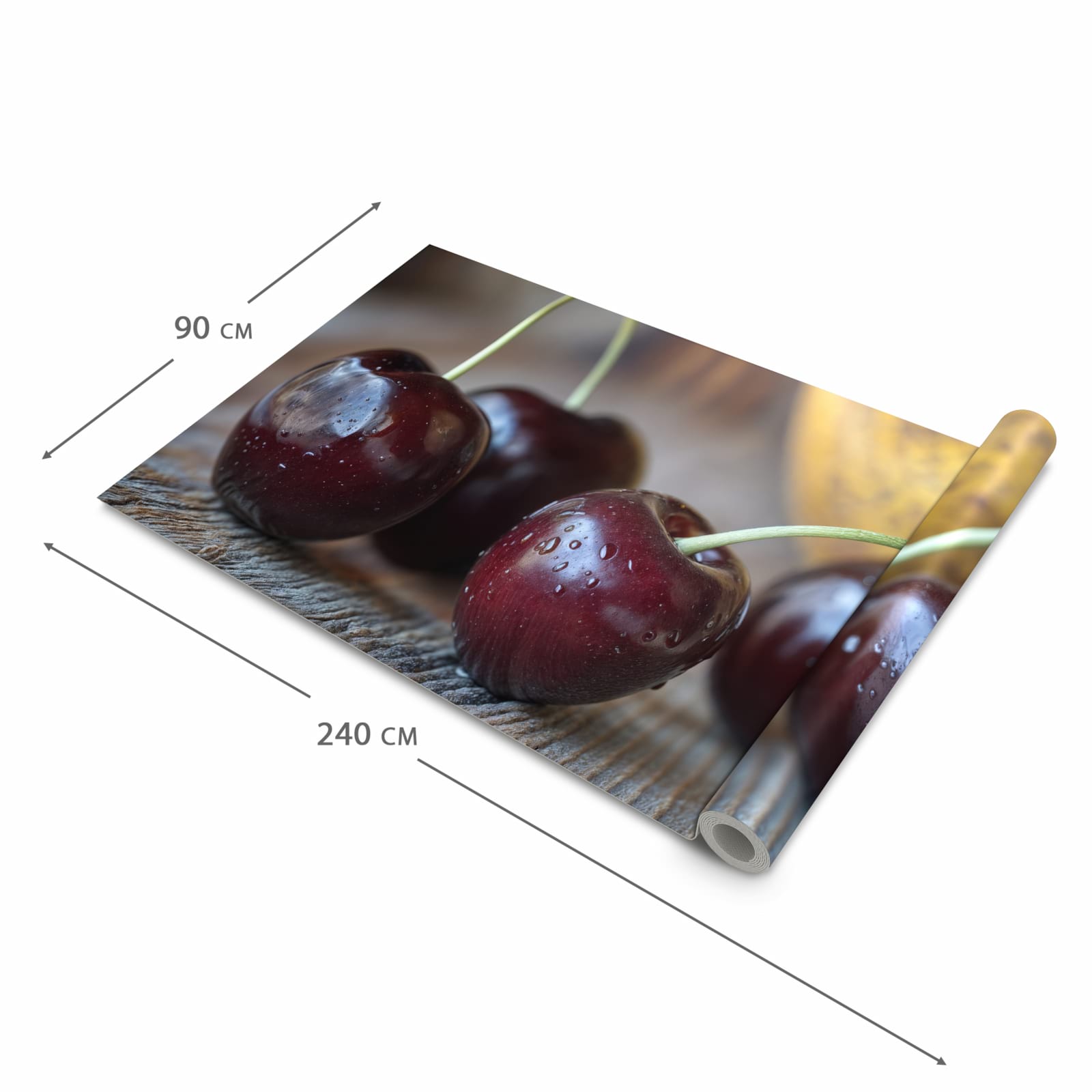 Rutschhemmender moderner Küchenläufer mit Motiv Frische Kirschen in der Grösse 80x200 cm