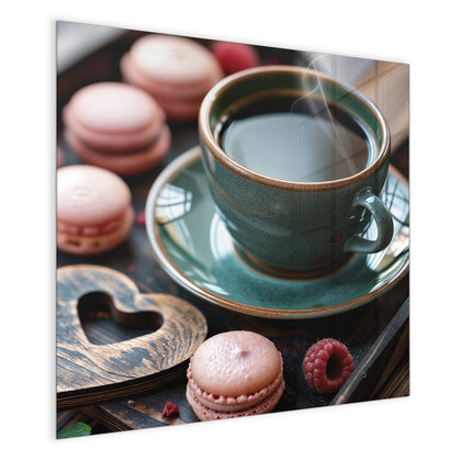 Magnettafel mit dem Motiv Kaffee mit Macarons